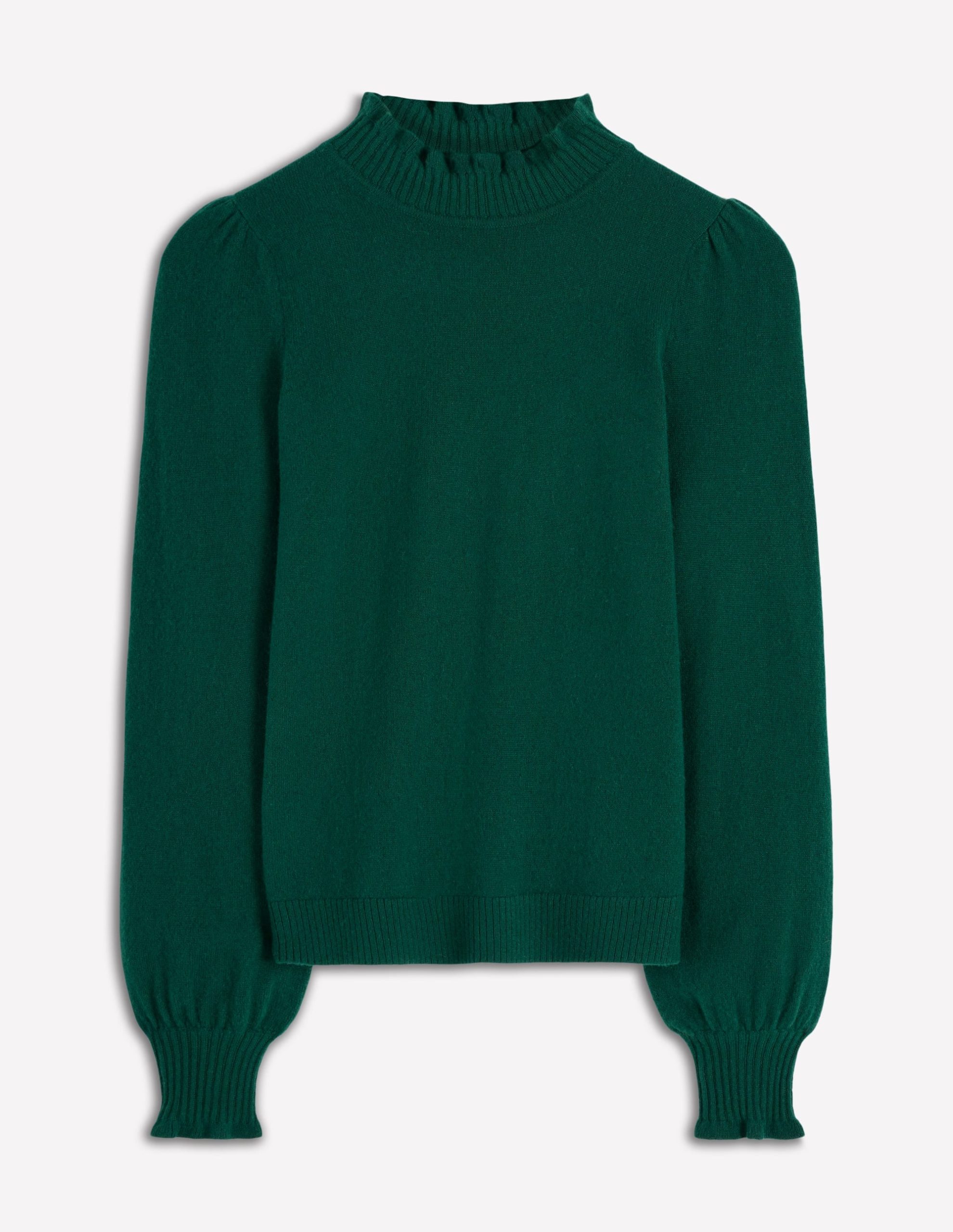 Frill Trim Cashmere Sweater-Mallard Blue - Image 6