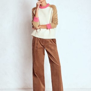 Marion Merino Sweater-Warm Ivory. Colourblock