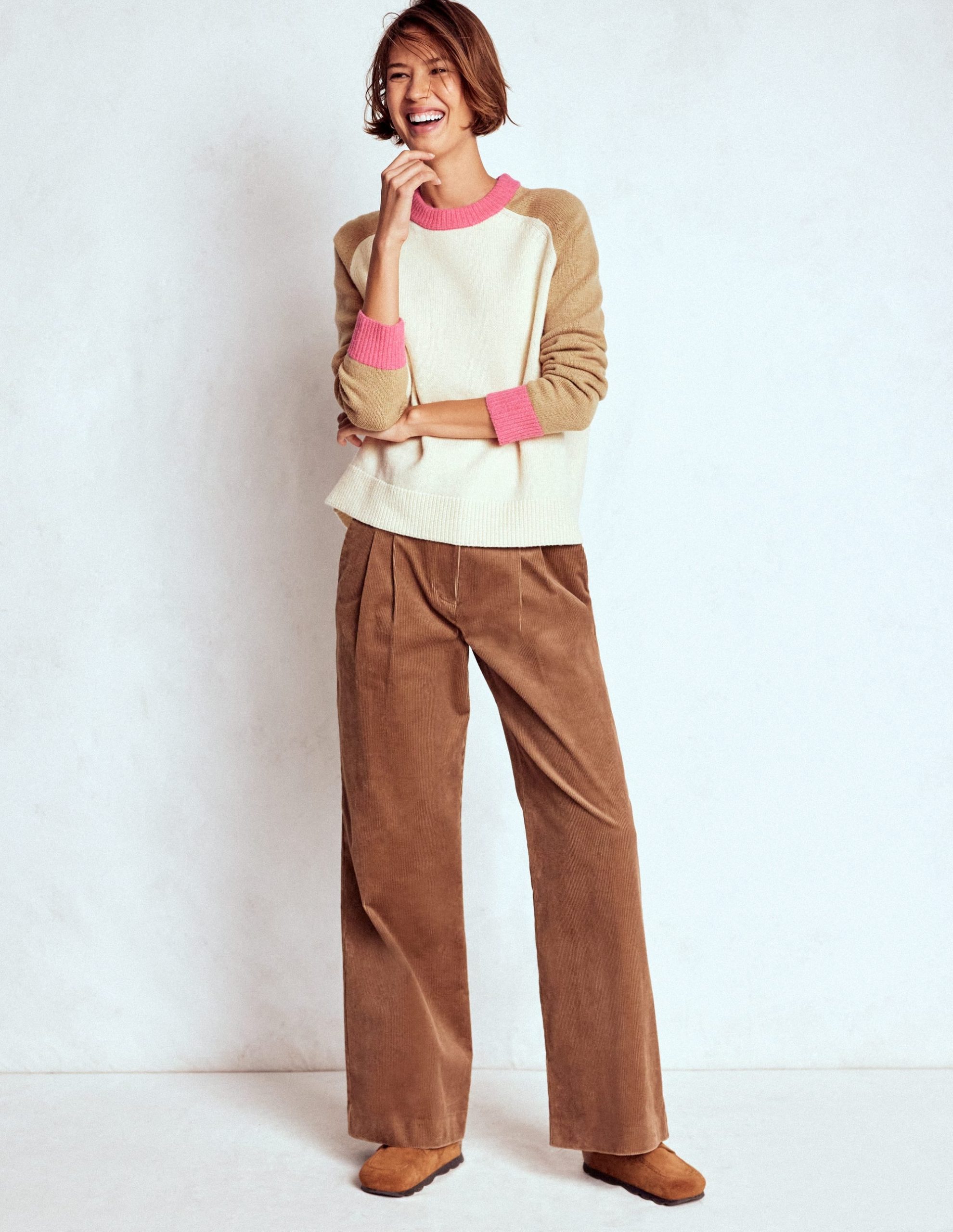 Marion Merino Sweater-Warm Ivory. Colourblock