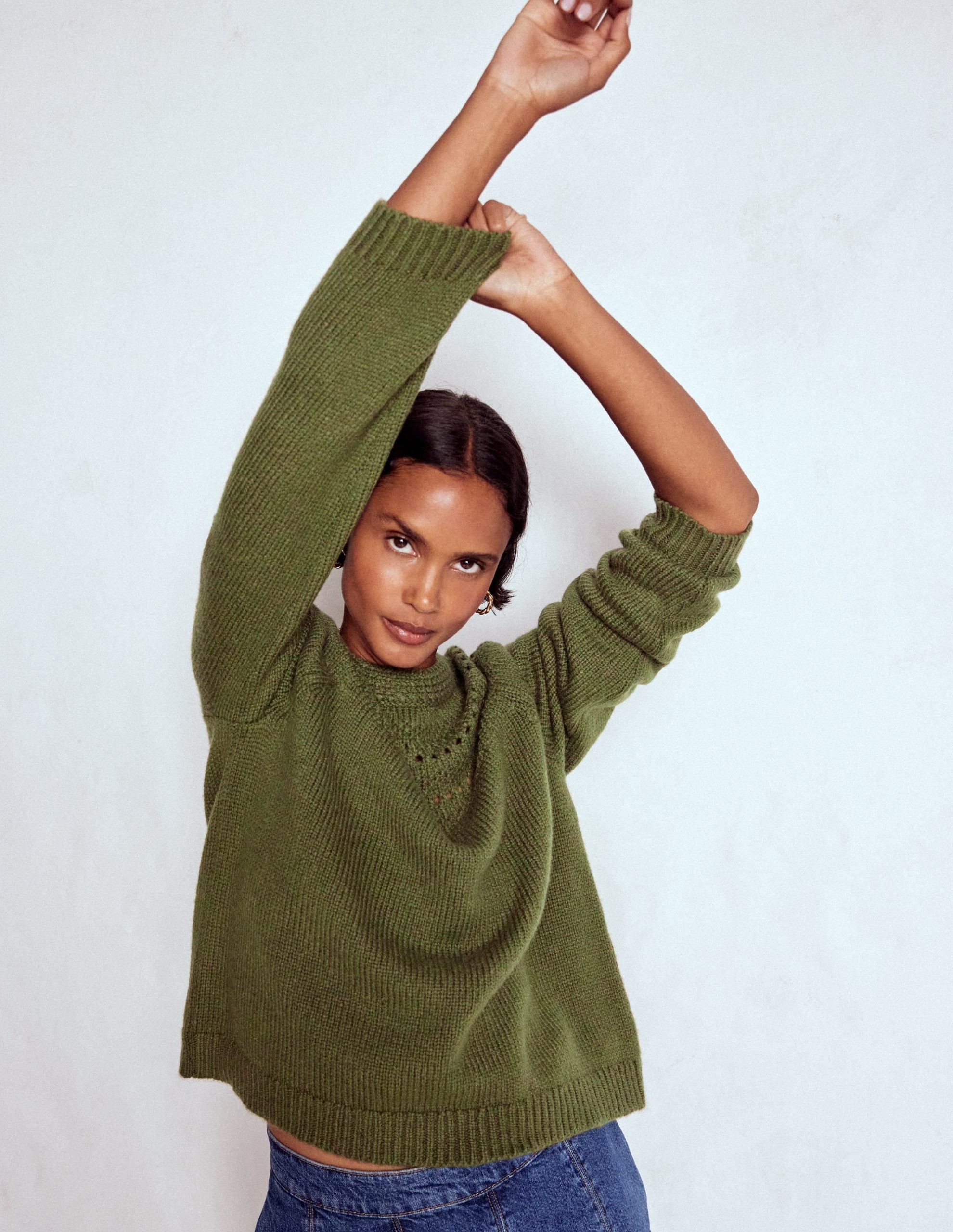 Fluffy Chunky Sweater-Woodland Green - Image 2