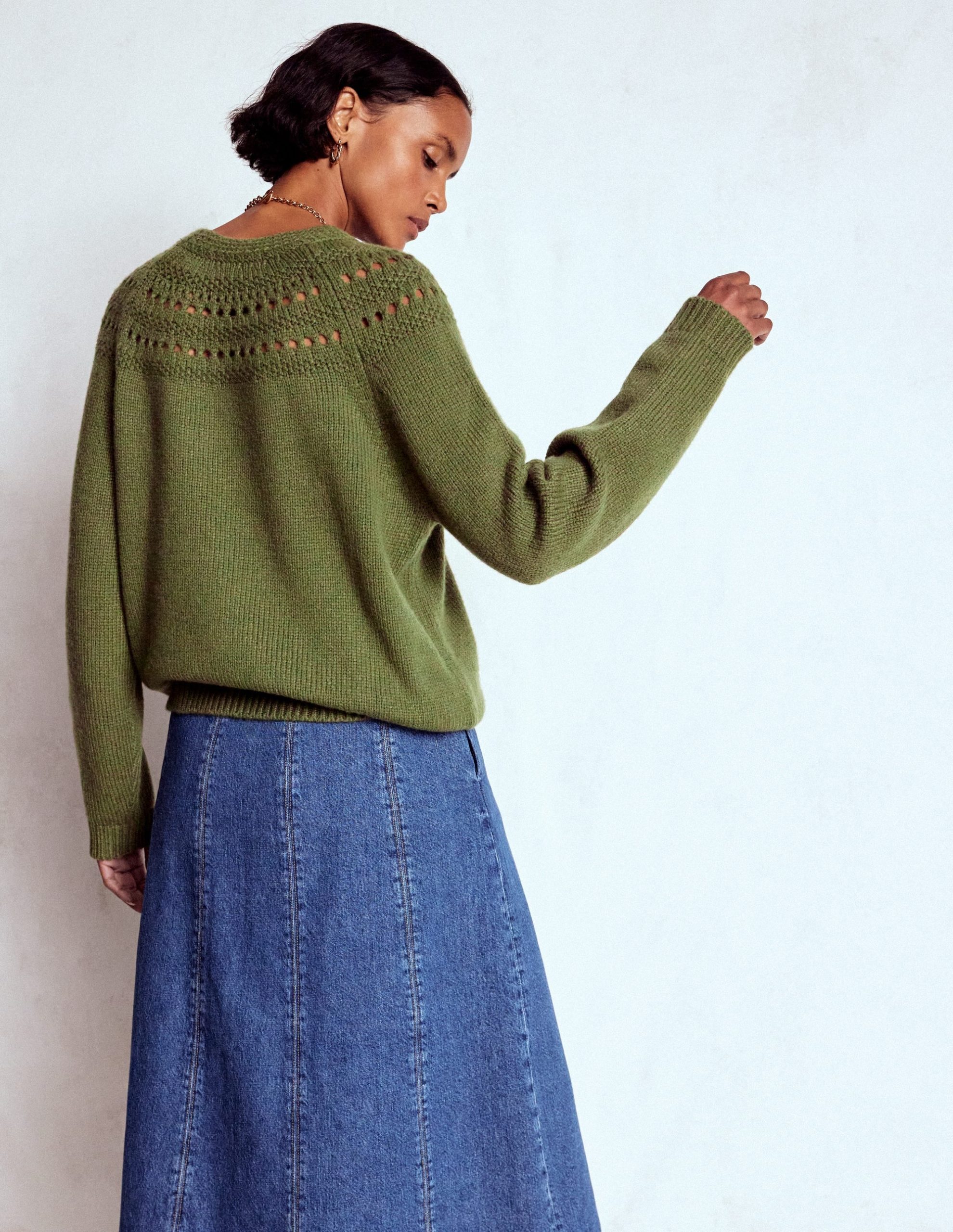 Fluffy Chunky Sweater-Woodland Green - Image 3