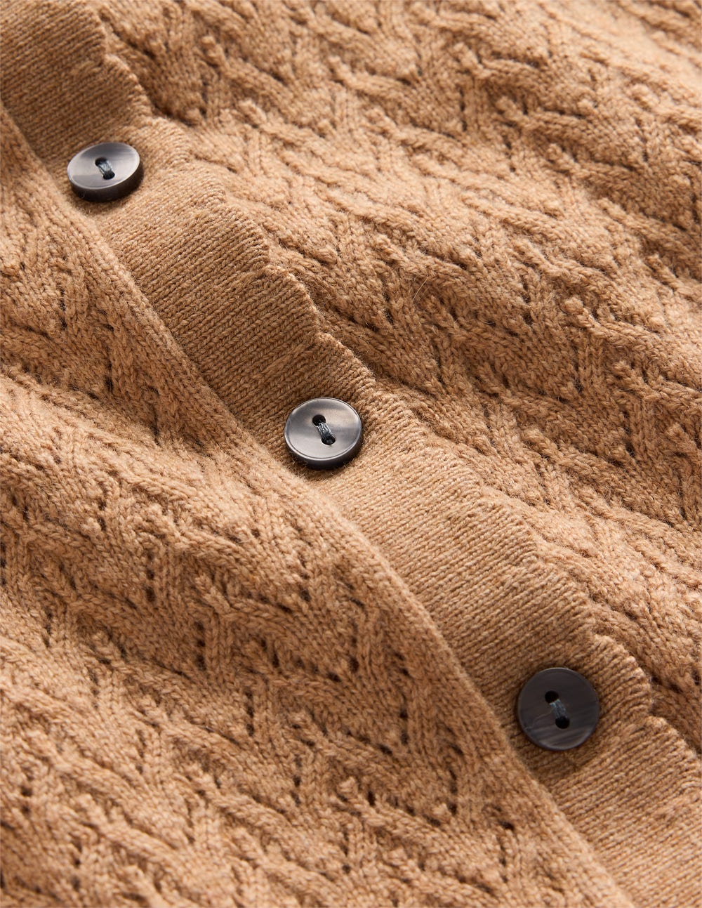 Diane Pointelle Cardigan-Camel Melange - Image 6