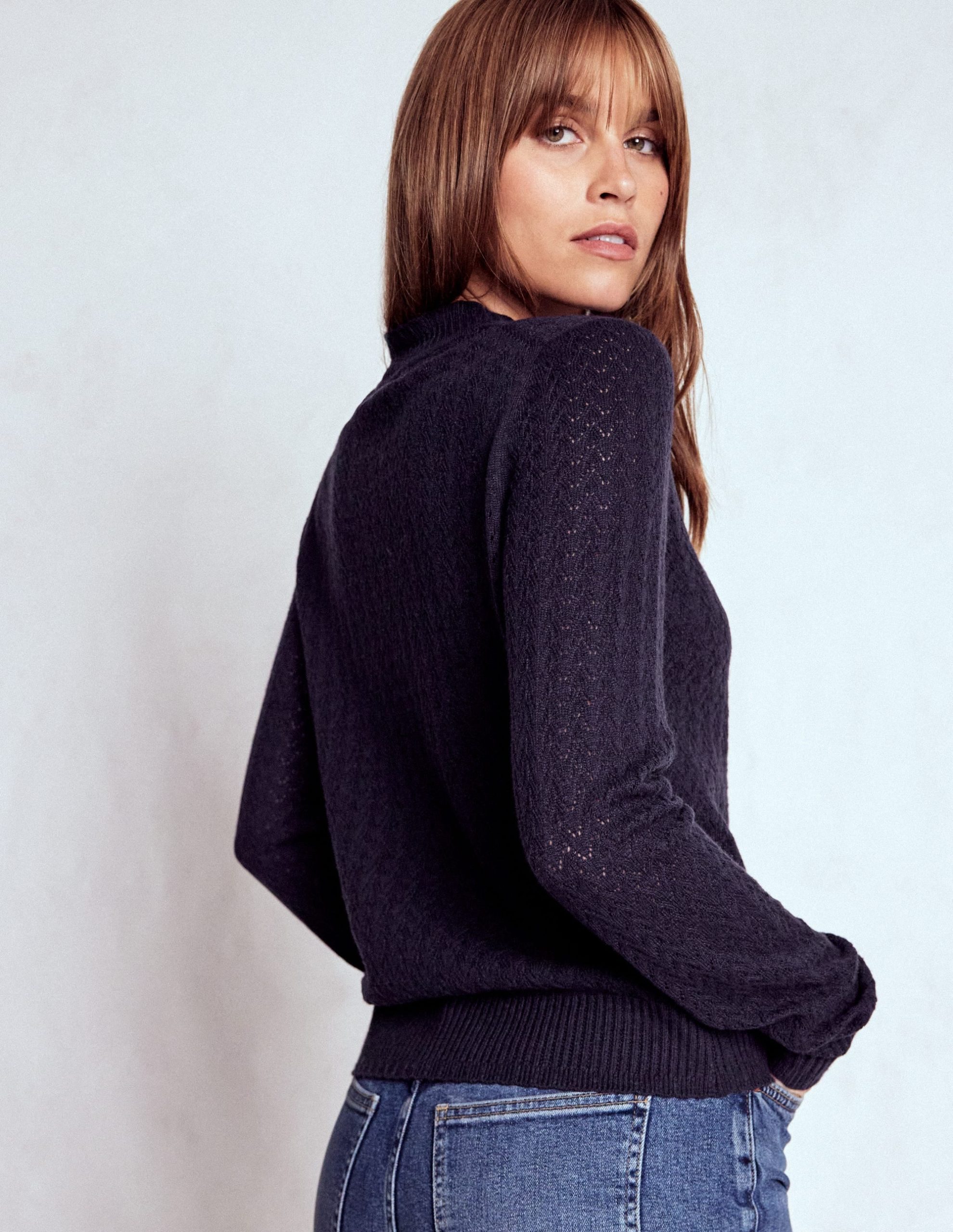 Diane Pointelle Cardigan-Navy - Image 3