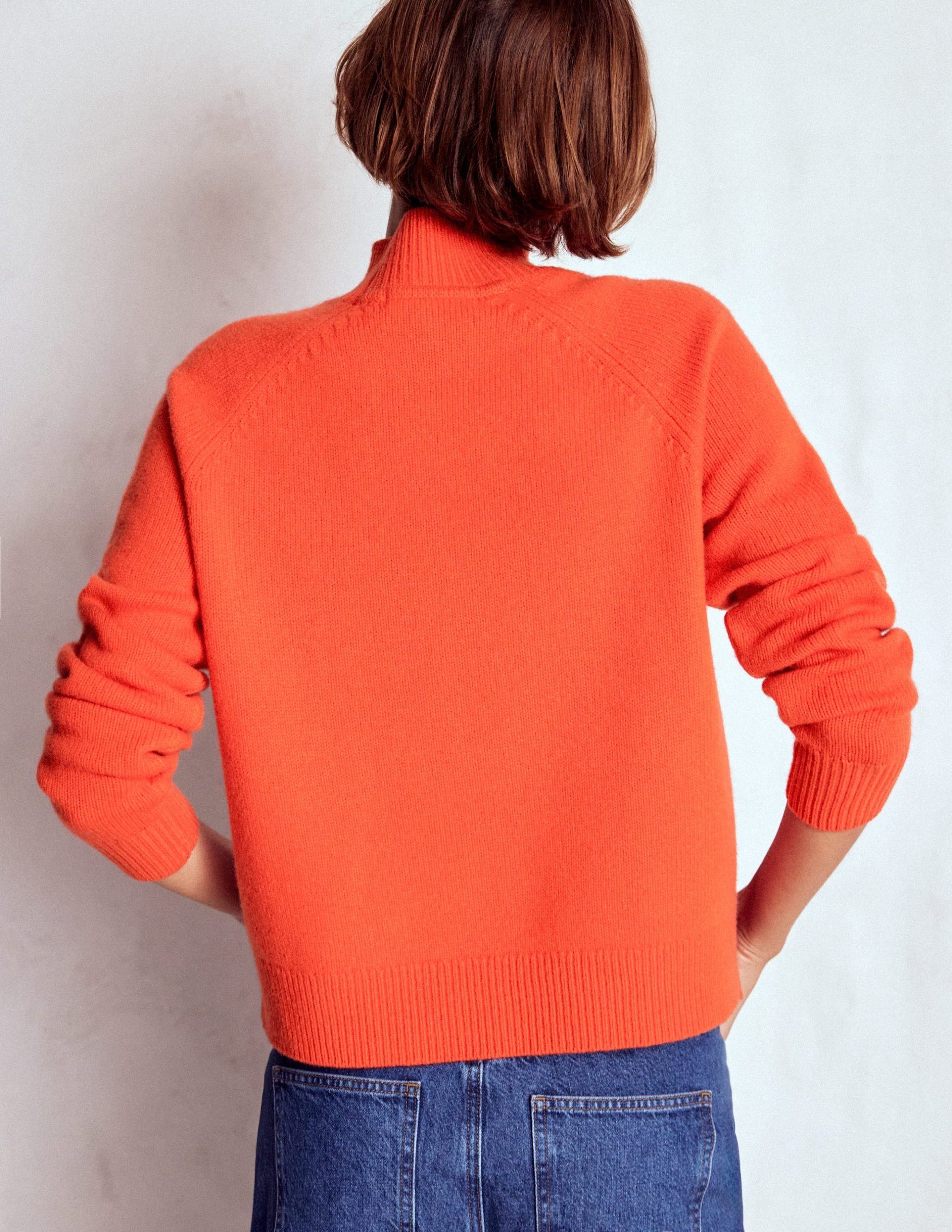 Marion Merino Rib Neck Sweater-Gladioli Orange - Image 4