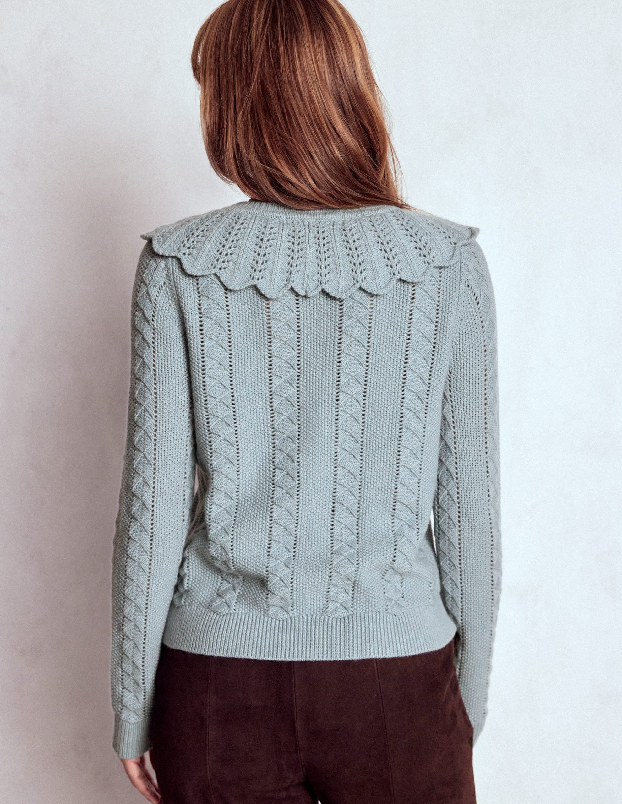 Scallop Collar Cardigan-Seamist Blue Melange - Image 3