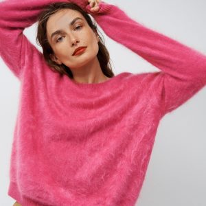Brushed Cashmere Sweater-Pink Peony