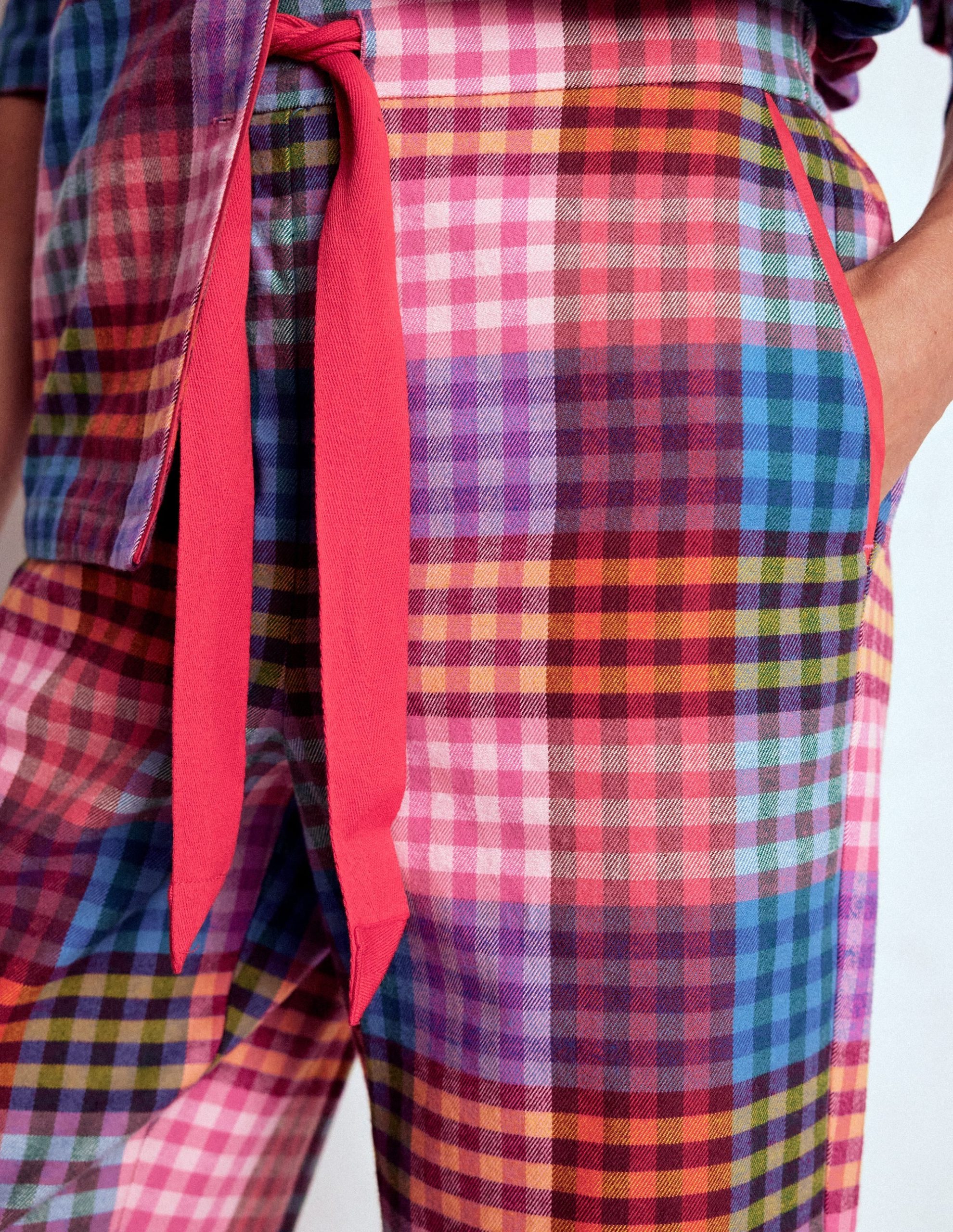 Brushed Cotton Pyjama Pants-Rainbow Blanket Check - Image 2