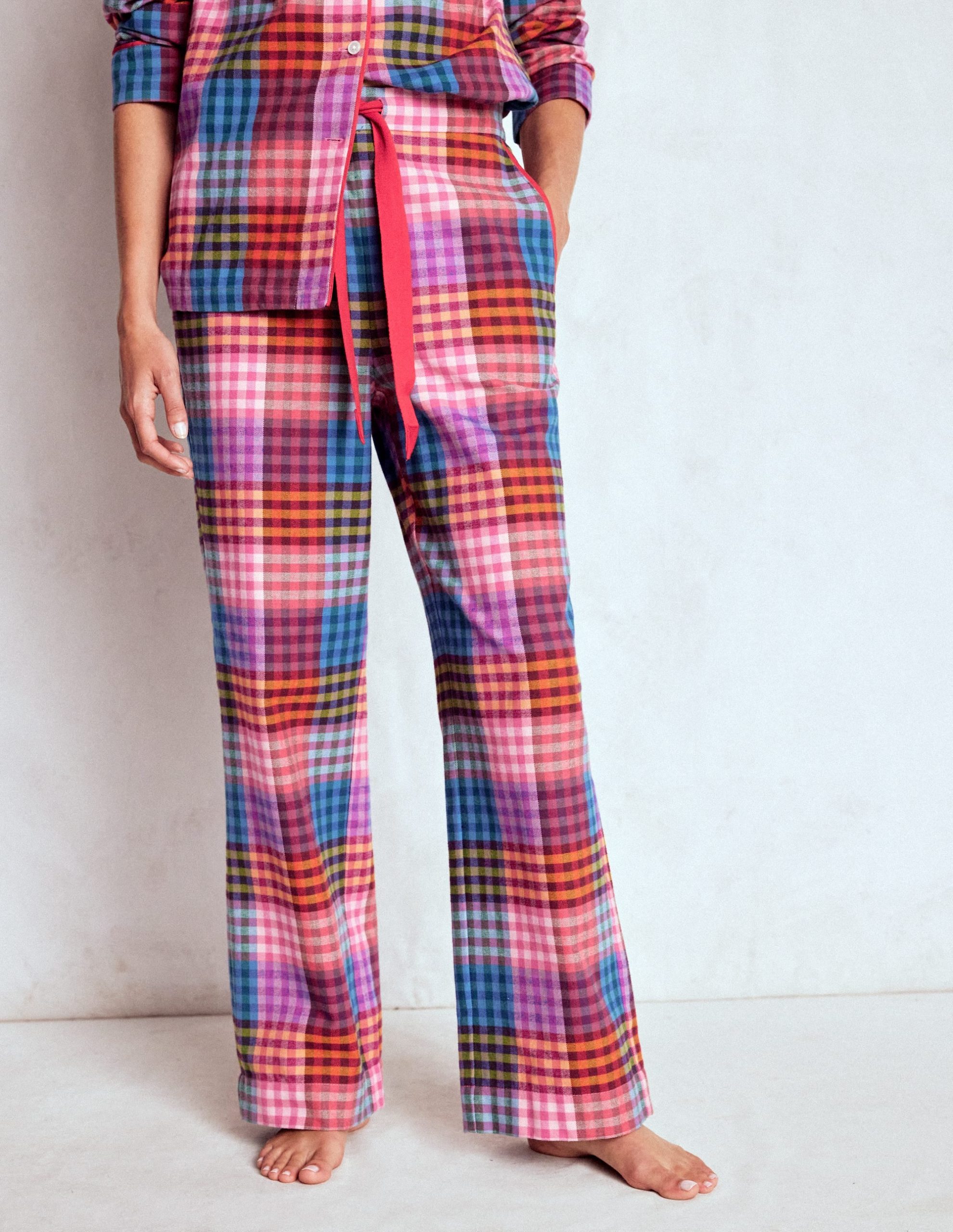 Brushed Cotton Pyjama Pants-Rainbow Blanket Check - Image 4