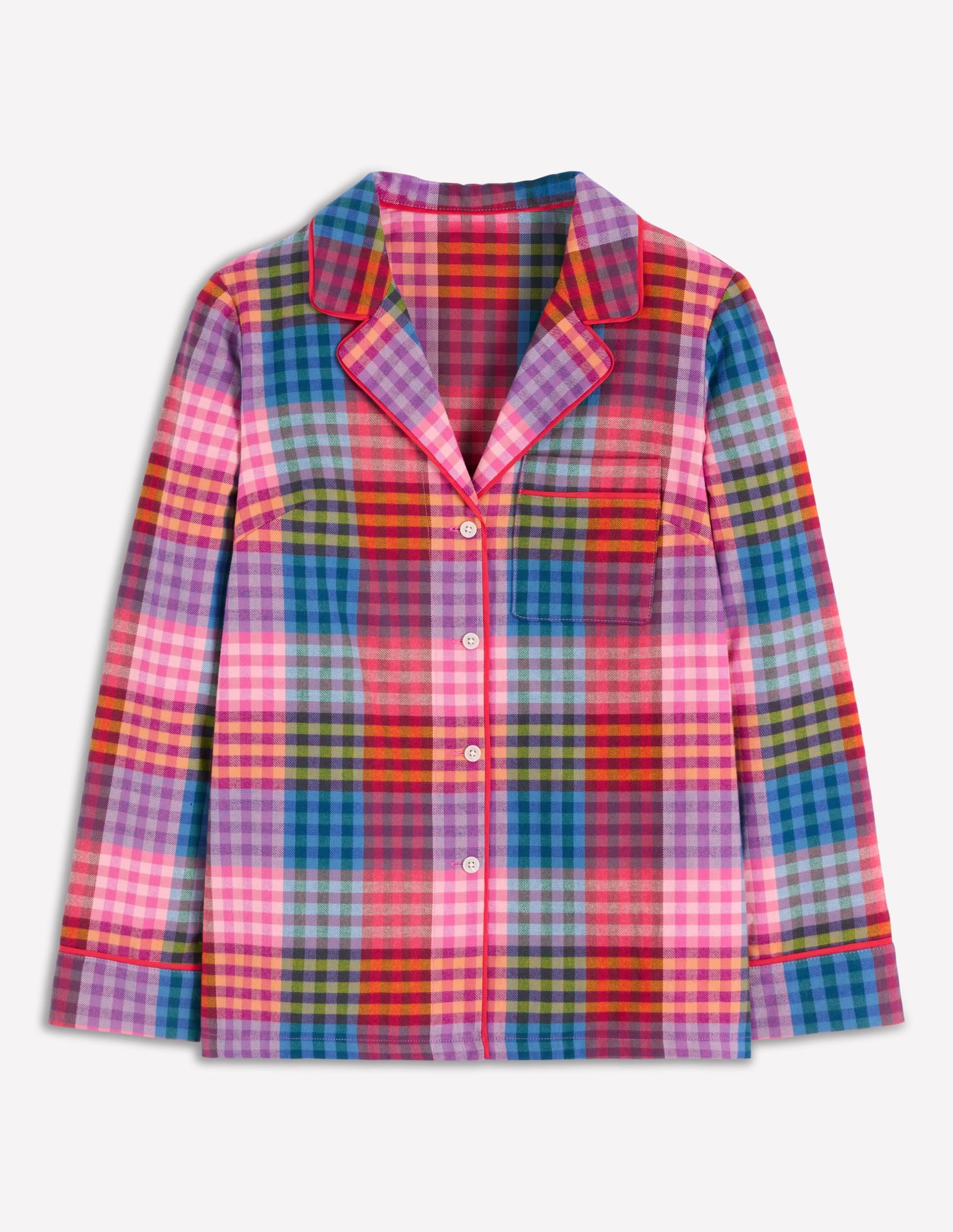 Brushed Cotton Pyjama Shirt-Rainbow Blanket Multigingham - Image 6