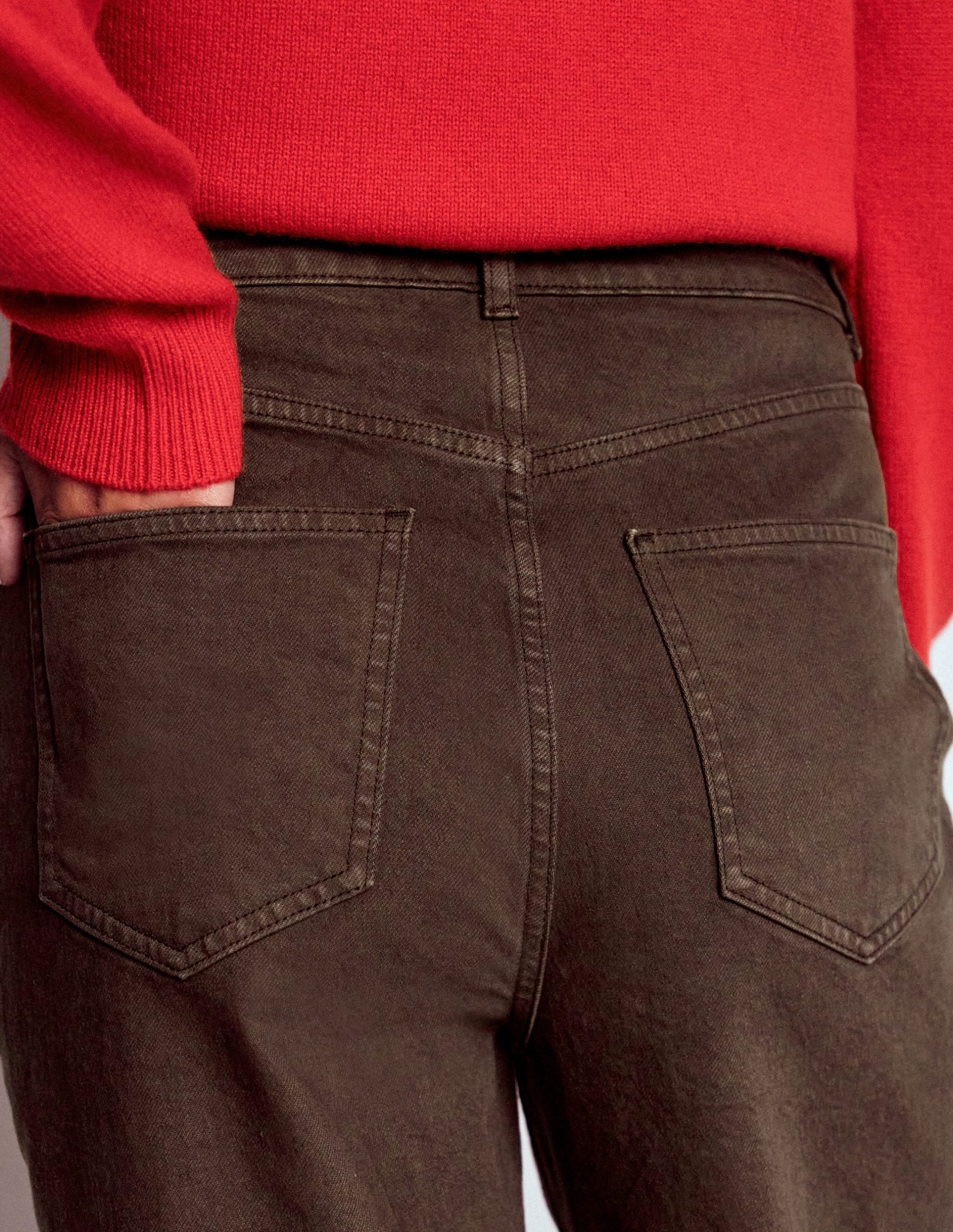 High Rise Column Leg Jeans-Chocolate Brown - Image 2