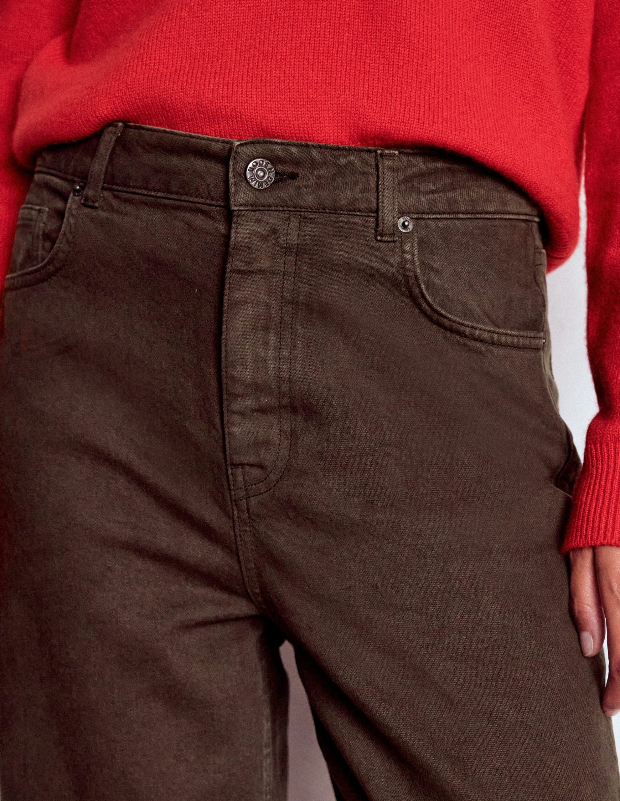 High Rise Column Leg Jeans-Chocolate Brown - Image 5