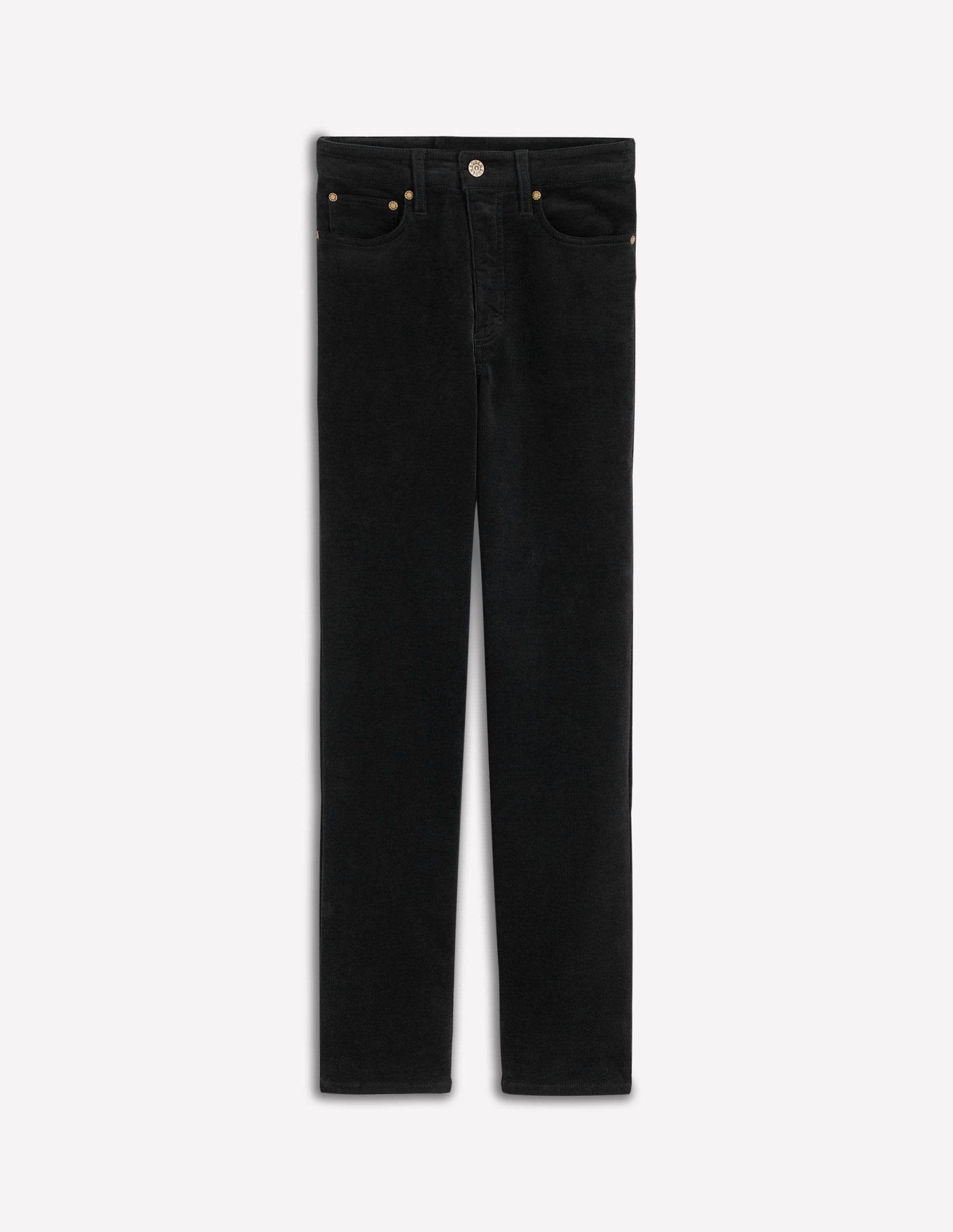High-Waisted Cord Slim Jeans-Black - Image 6