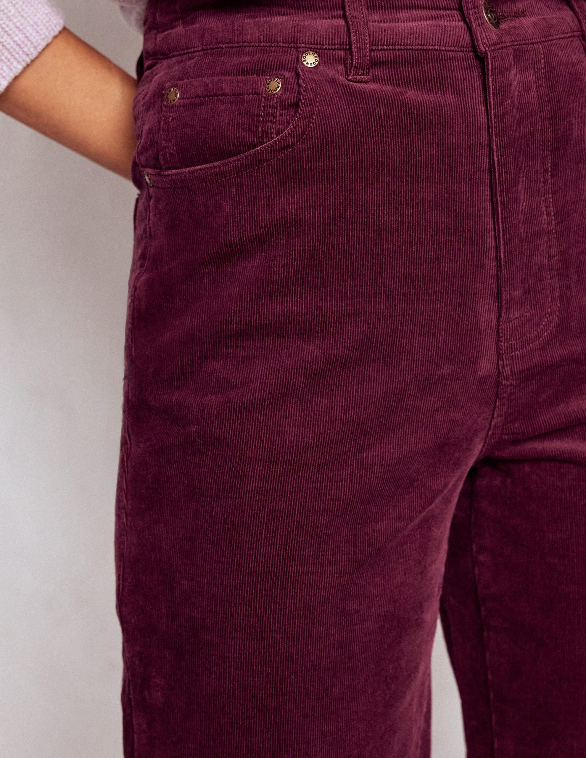 5-Pocket Cord Column Jeans-Burgundy - Image 2
