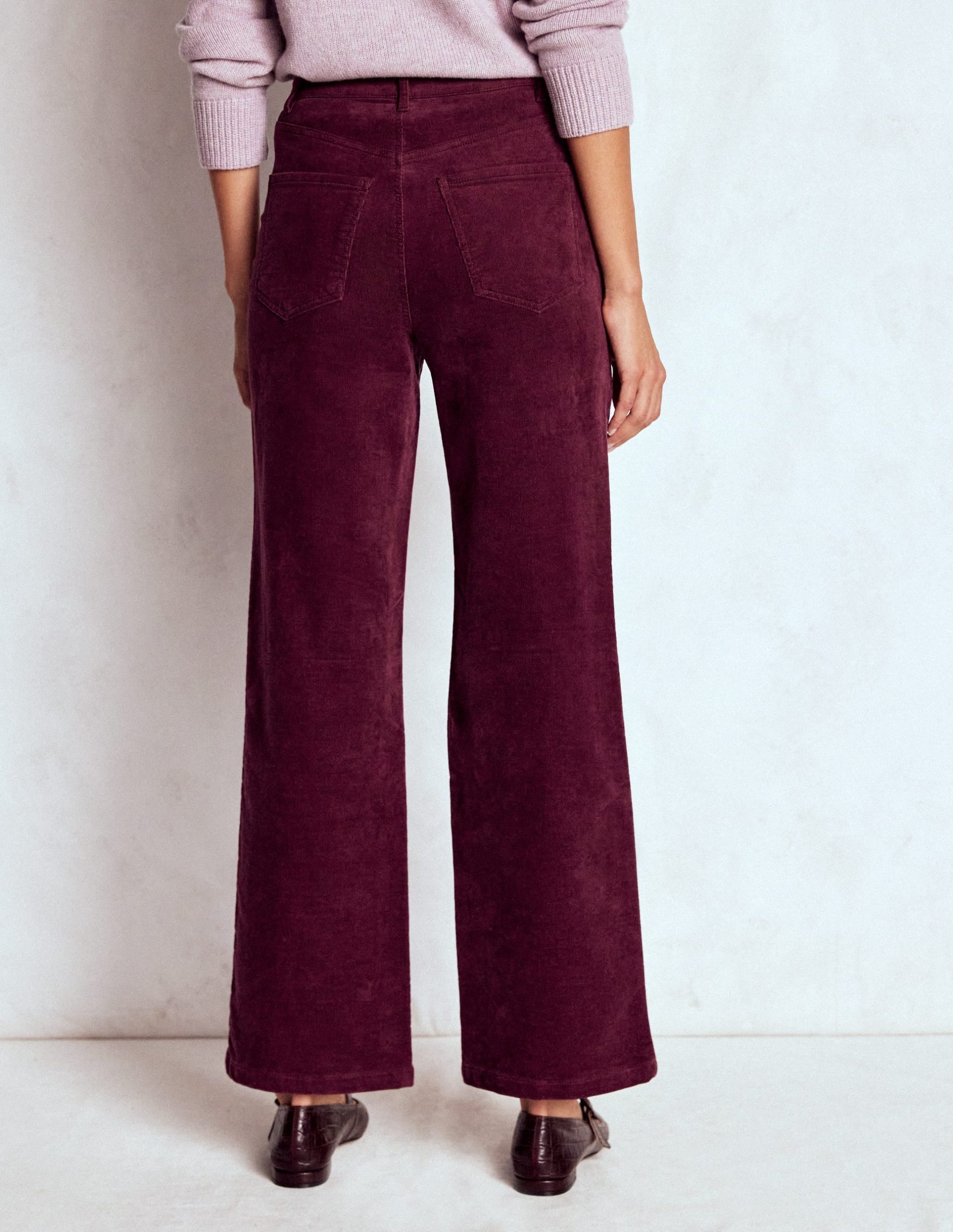 5-Pocket Cord Column Jeans-Burgundy - Image 3