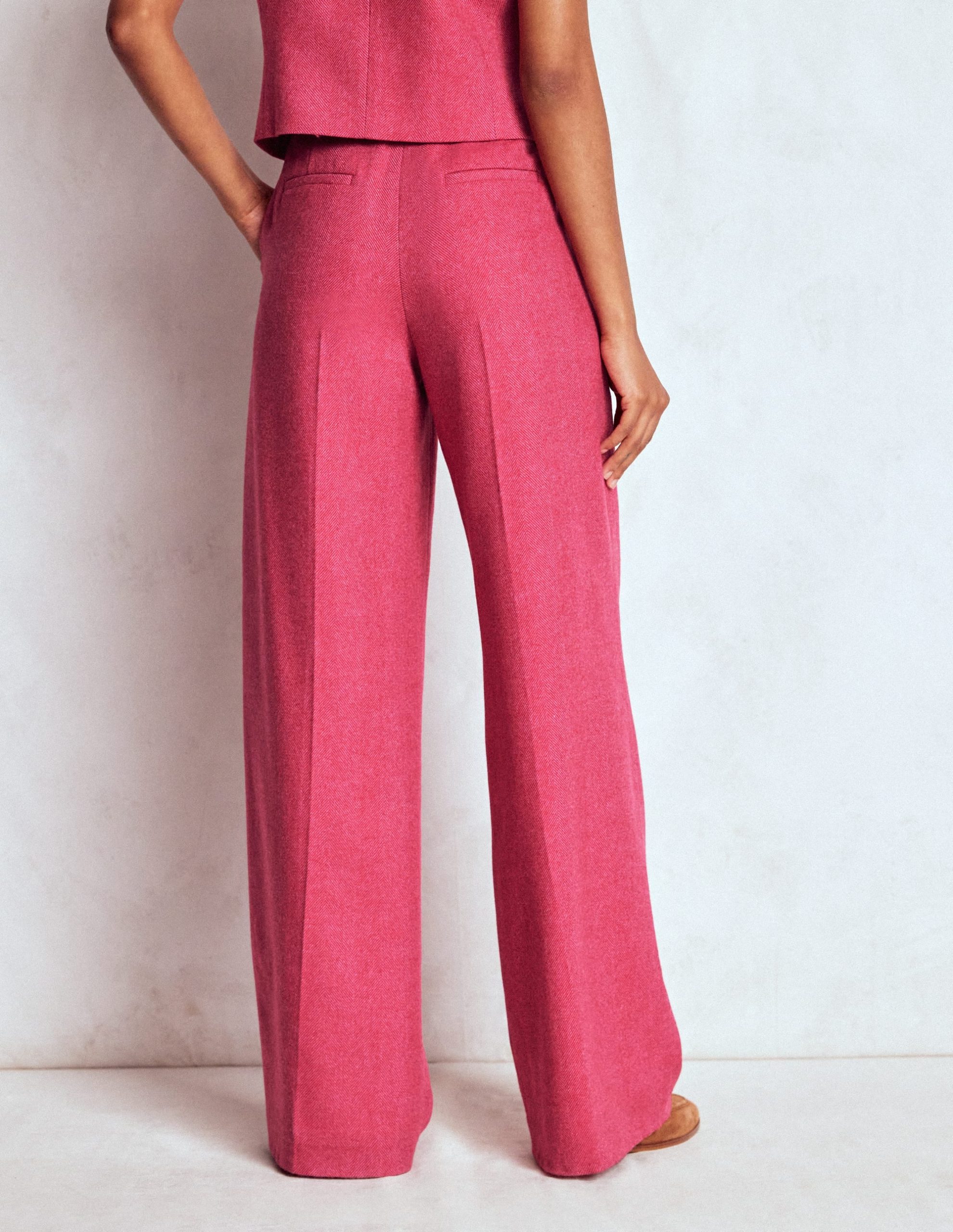 Belgravia Wool Pants-Red and Pink Wide Herringbone - Image 3