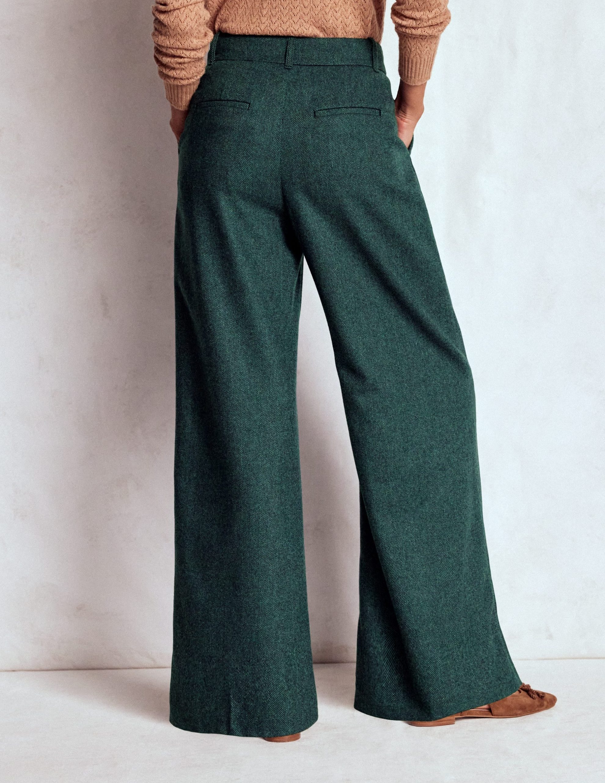 Kensington Tailored Pants-Green and Navy Herringbone - Image 3