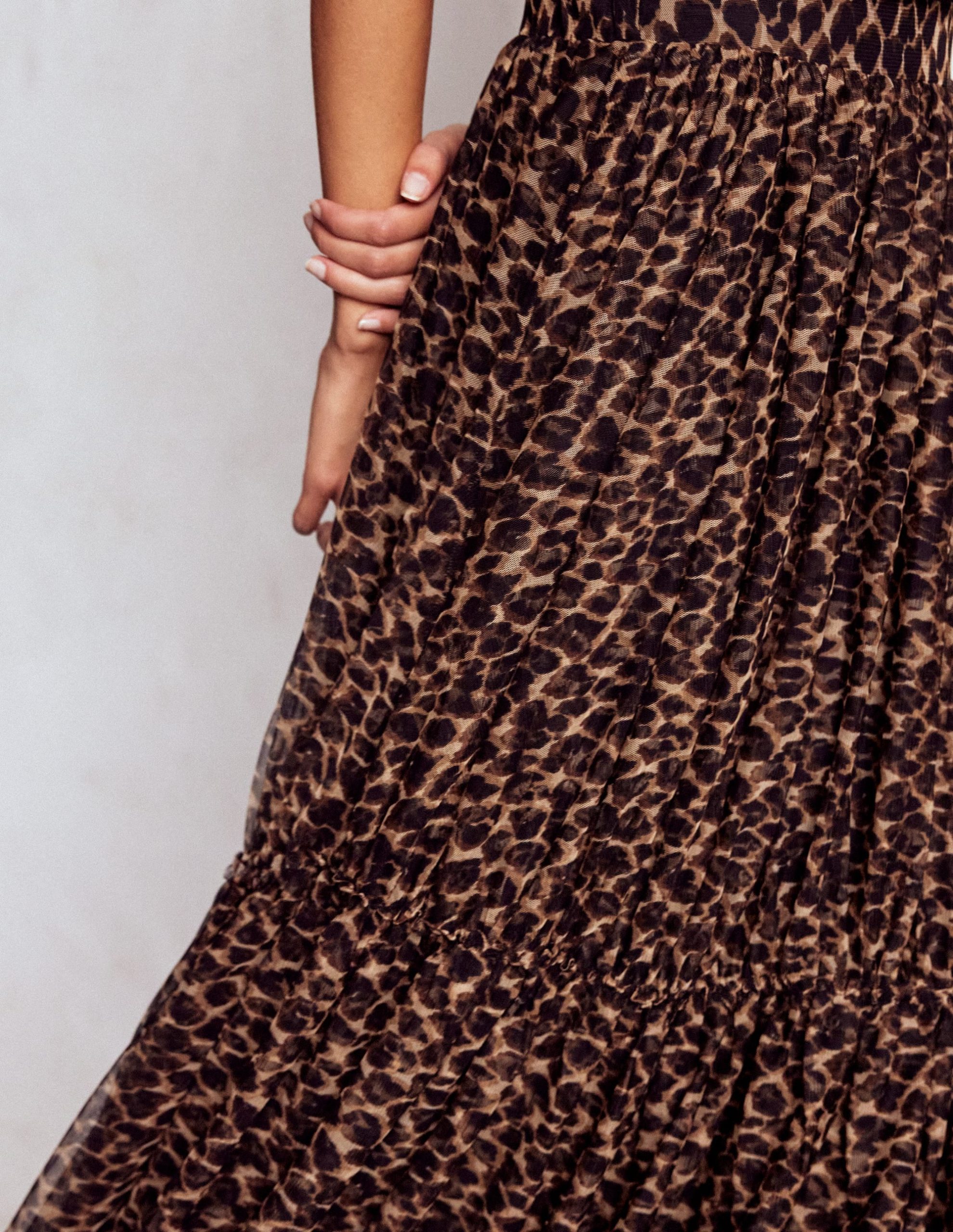 Anna Tulle Midi Skirt-Leopard - Image 3