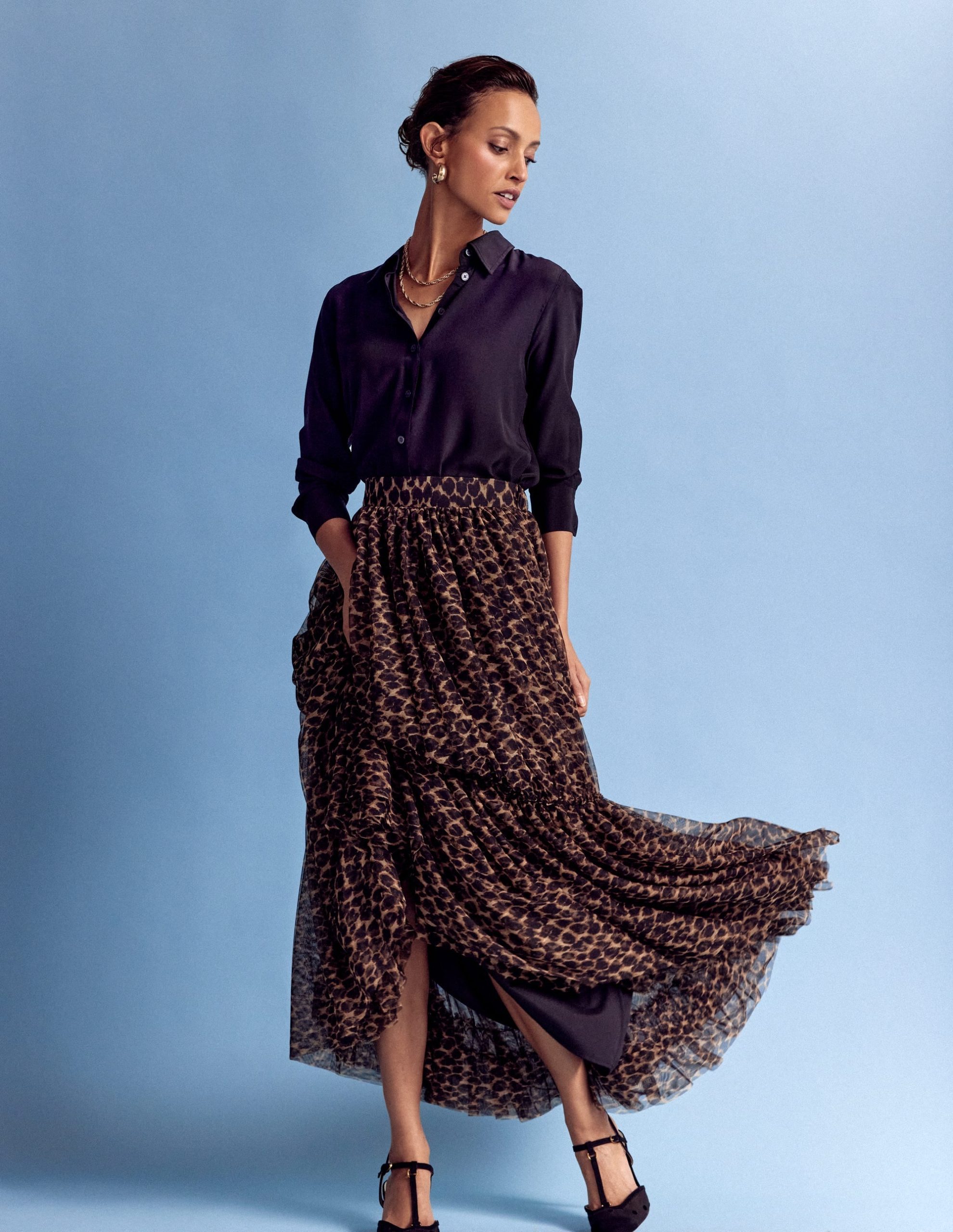 Anna Tulle Midi Skirt-Leopard - Image 6