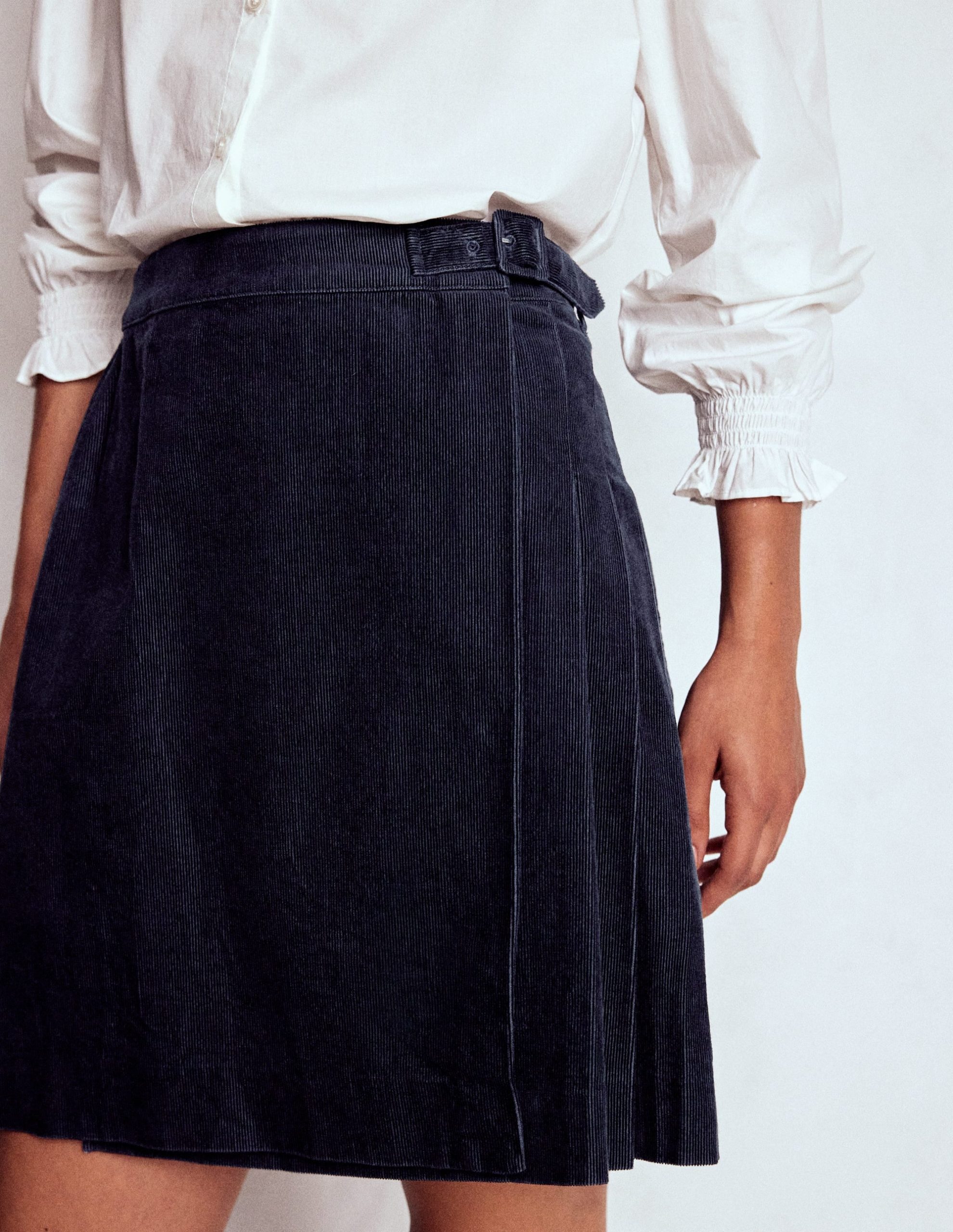 Helen Cord Kilt Skirt-Navy - Image 2