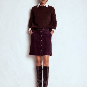 Cecelia Cord Skirt-Deep Aubergine
