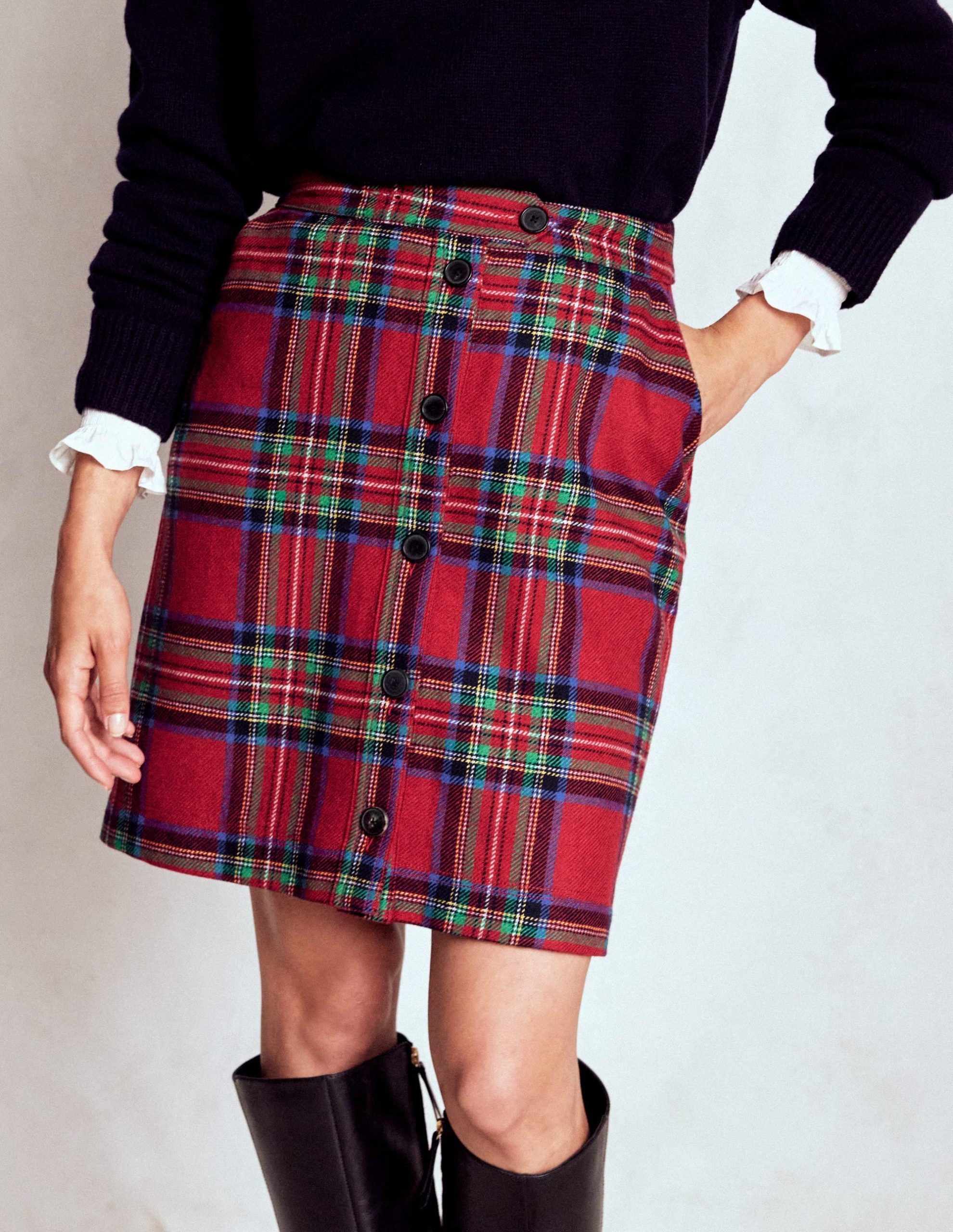 Cecelia Wool Skirt-Red. Blue and Green Check - Image 4