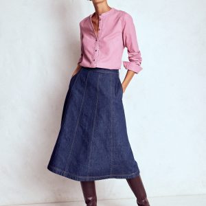 Joy Panelled Denim Skirt-indigo
