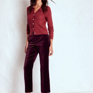 Canonbury Velvet Pants-Dark Cherry