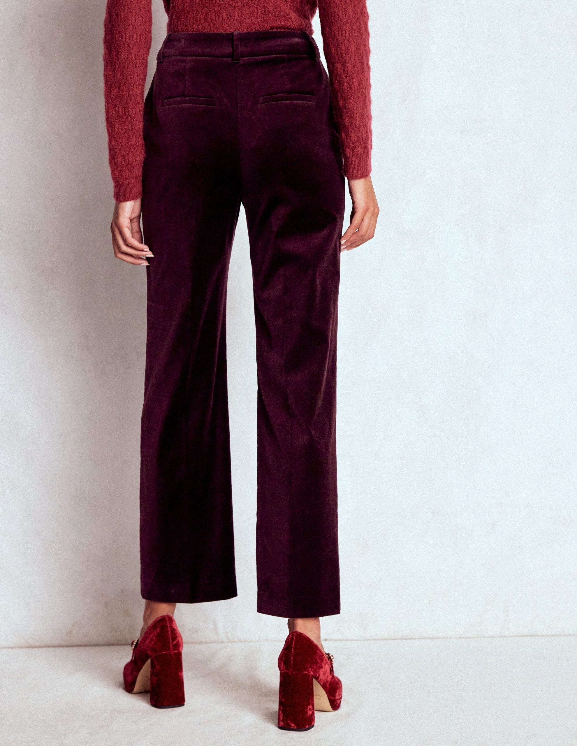 Canonbury Velvet Pants-Dark Cherry - Image 3
