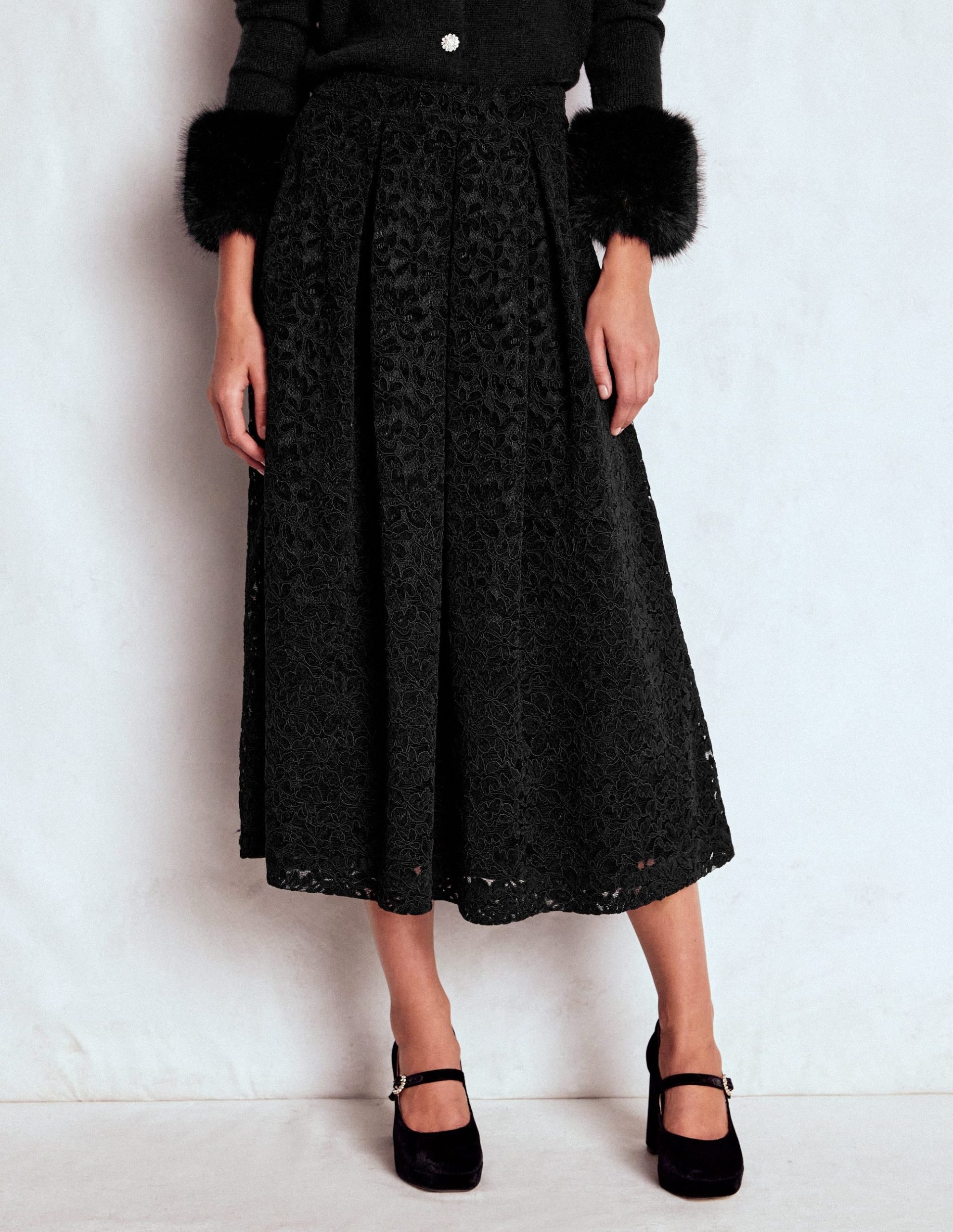 Verity Lace Midi Skirt-Black Lace - Image 6