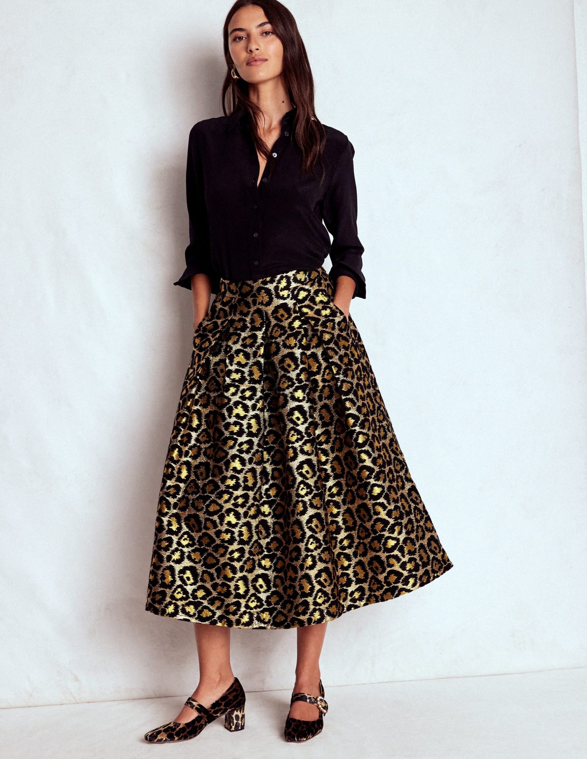 Verity Jacquard Midi Skirt-Leopard Print - Image 2