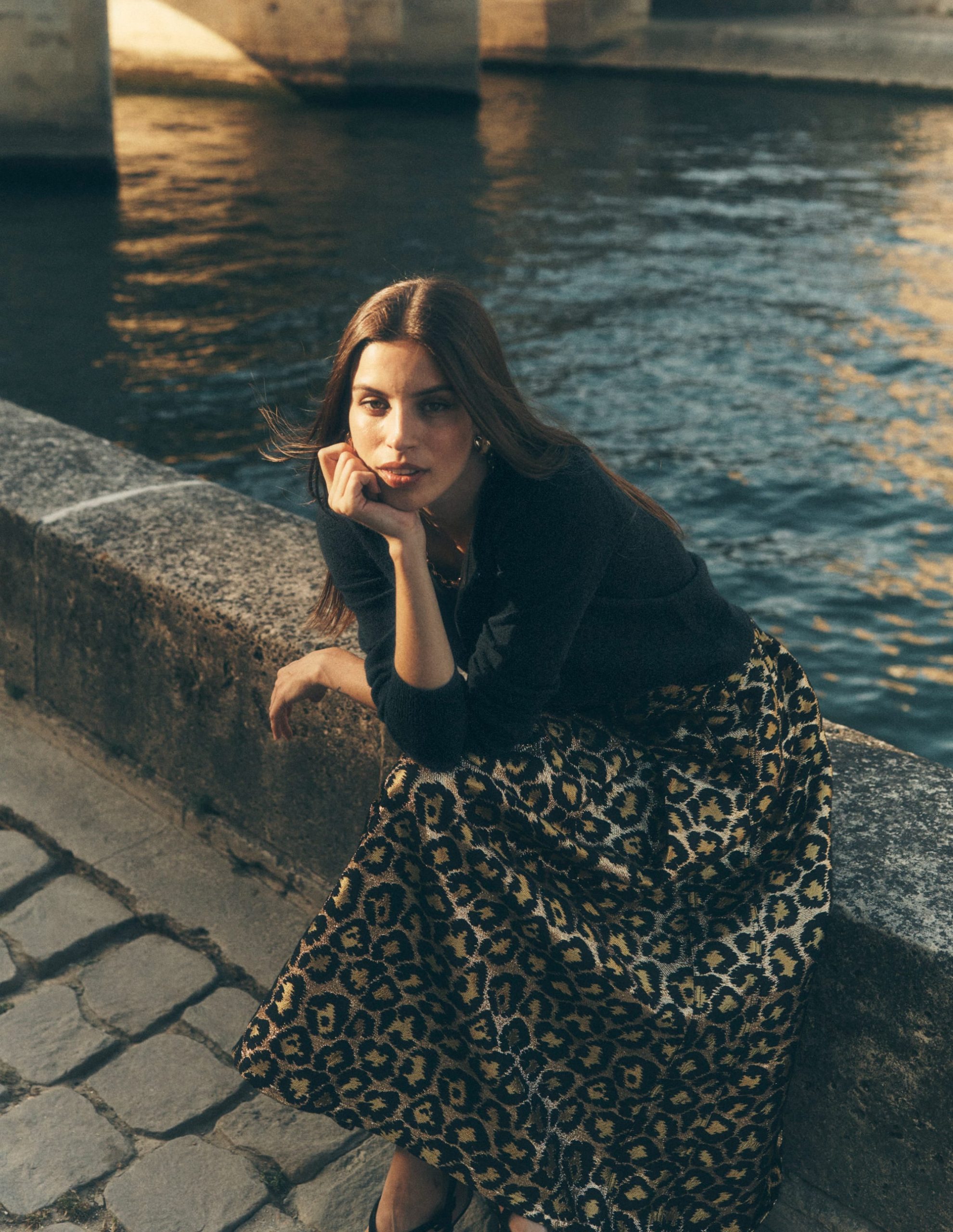 Verity Jacquard Midi Skirt-Leopard Print