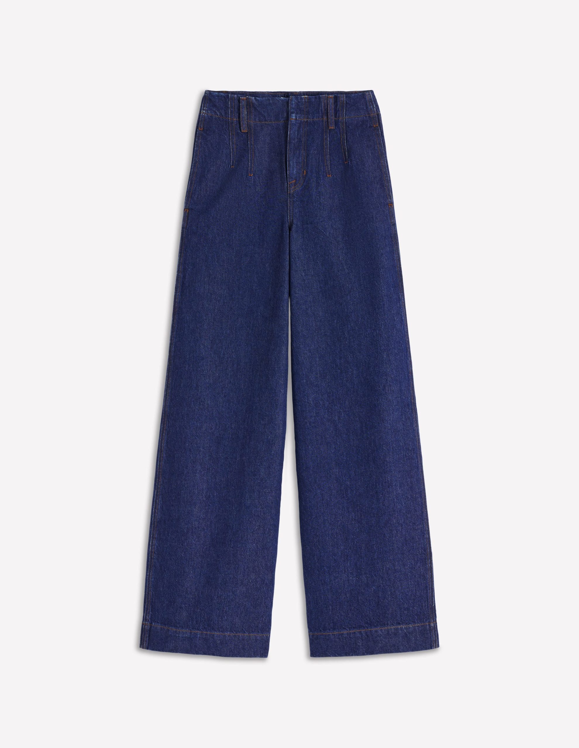 Stitch Detail Wide Leg Jeans-Indigo - Image 6