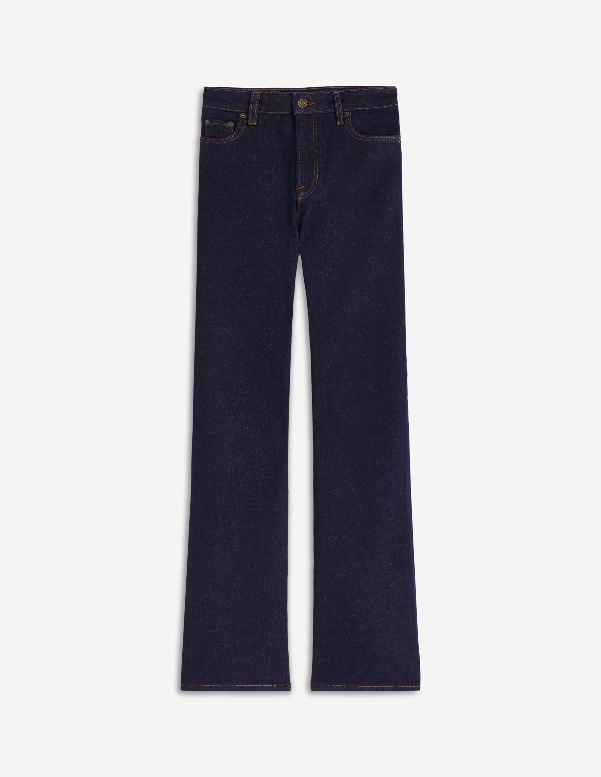 High Rise Fitted Flare Jeans-Indigo - Image 7