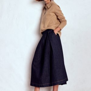 Verity Denim Midi Skirt-Indigo