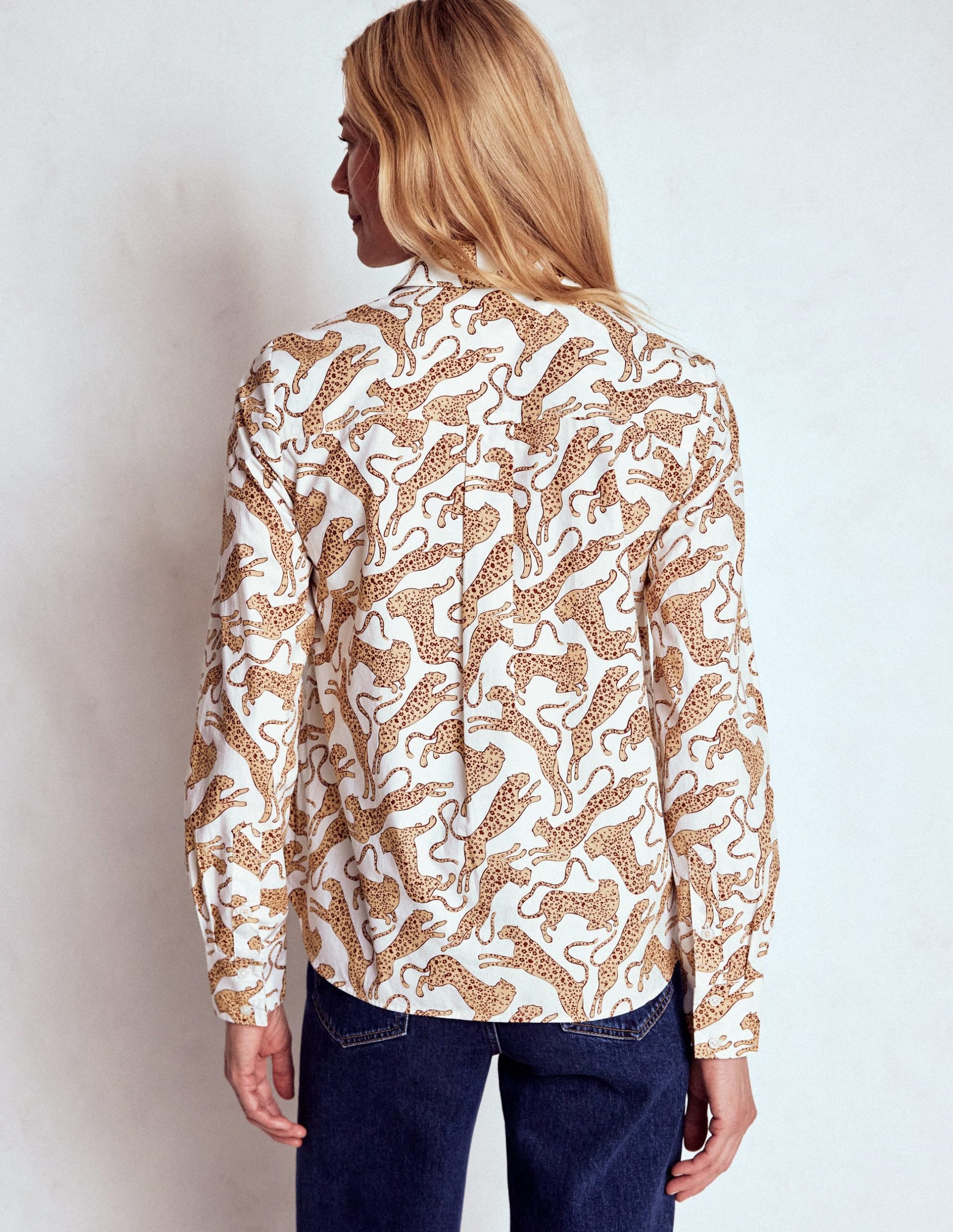 Sienna Cotton Shirt-Ivory. Leaping Leopard - Image 3
