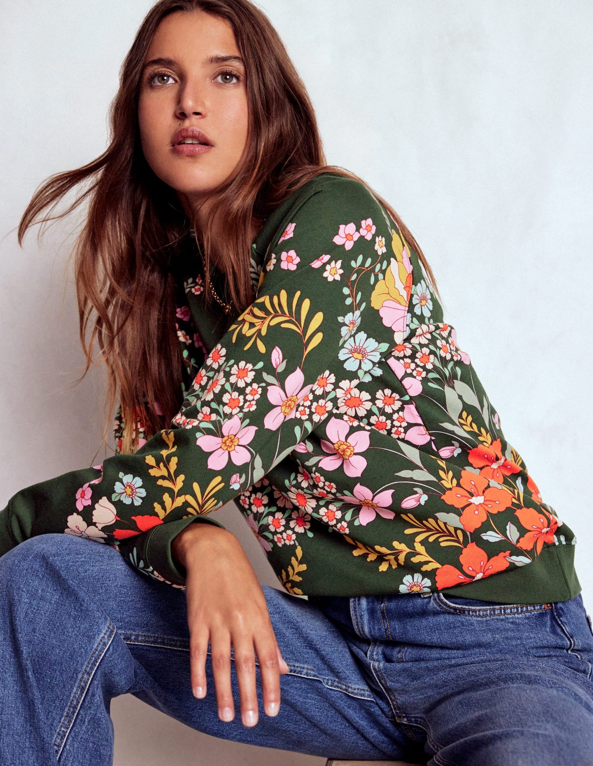 Rosa Printed Sweatshirt-Forest. Flourishing Garden - Image 2