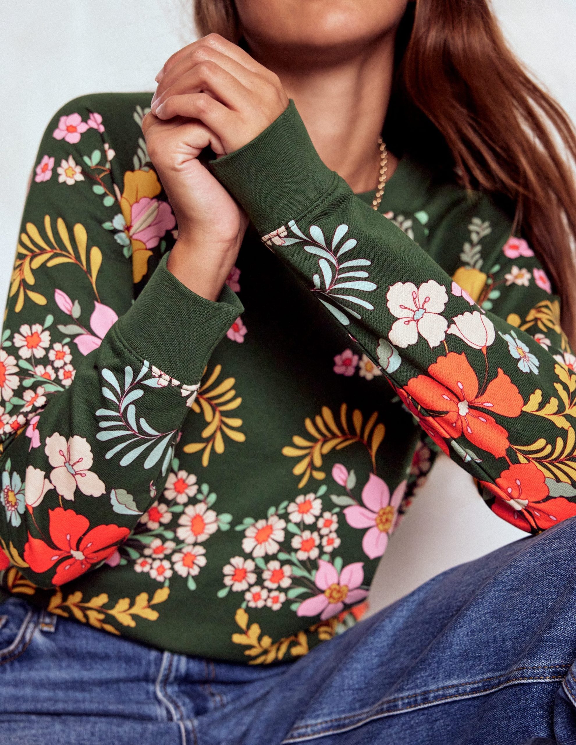 Rosa Printed Sweatshirt-Forest. Flourishing Garden - Image 3