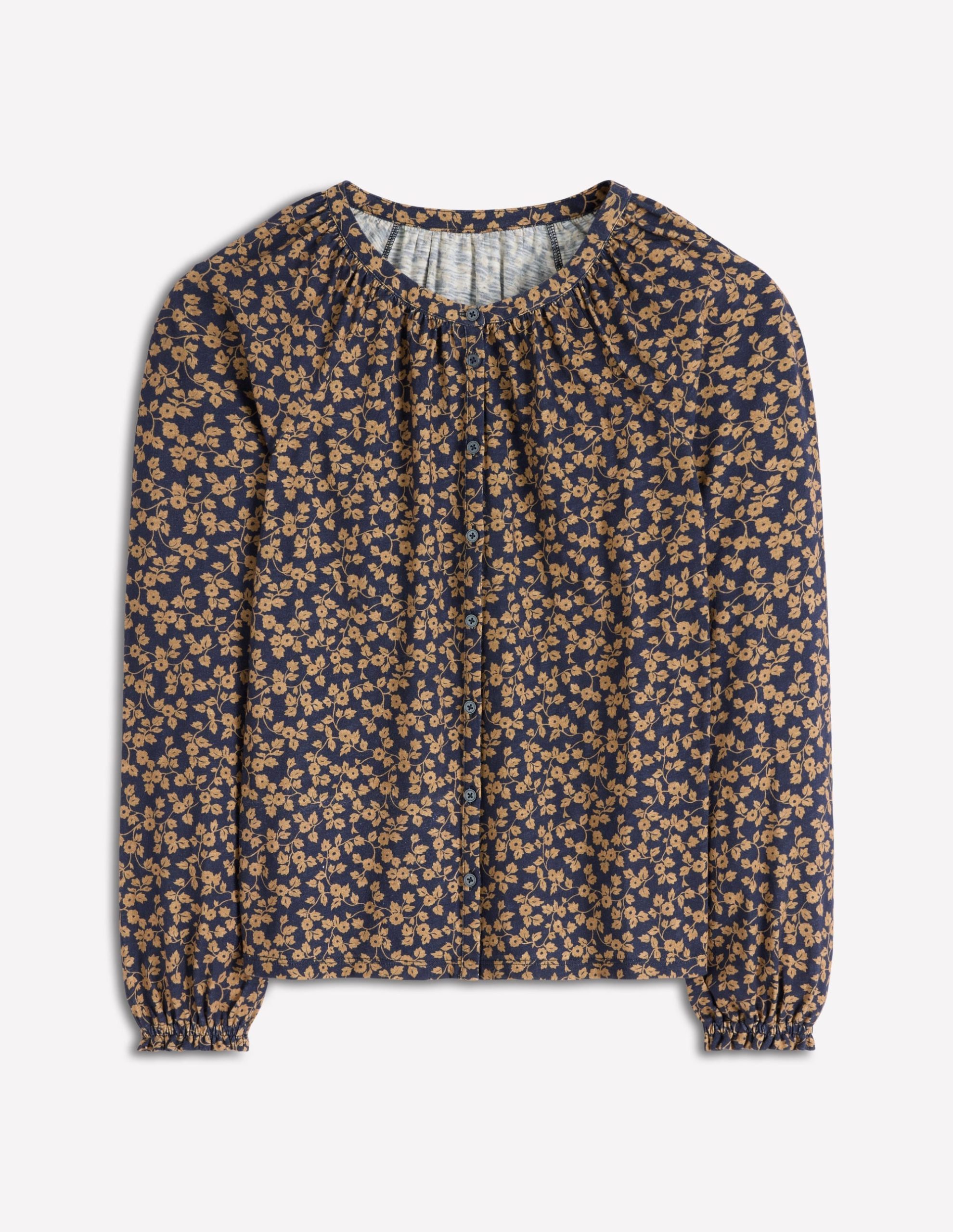 Isla Long Sleeve Jersey Shirt-Hazelnut Brown. Delicate Vine - Image 5