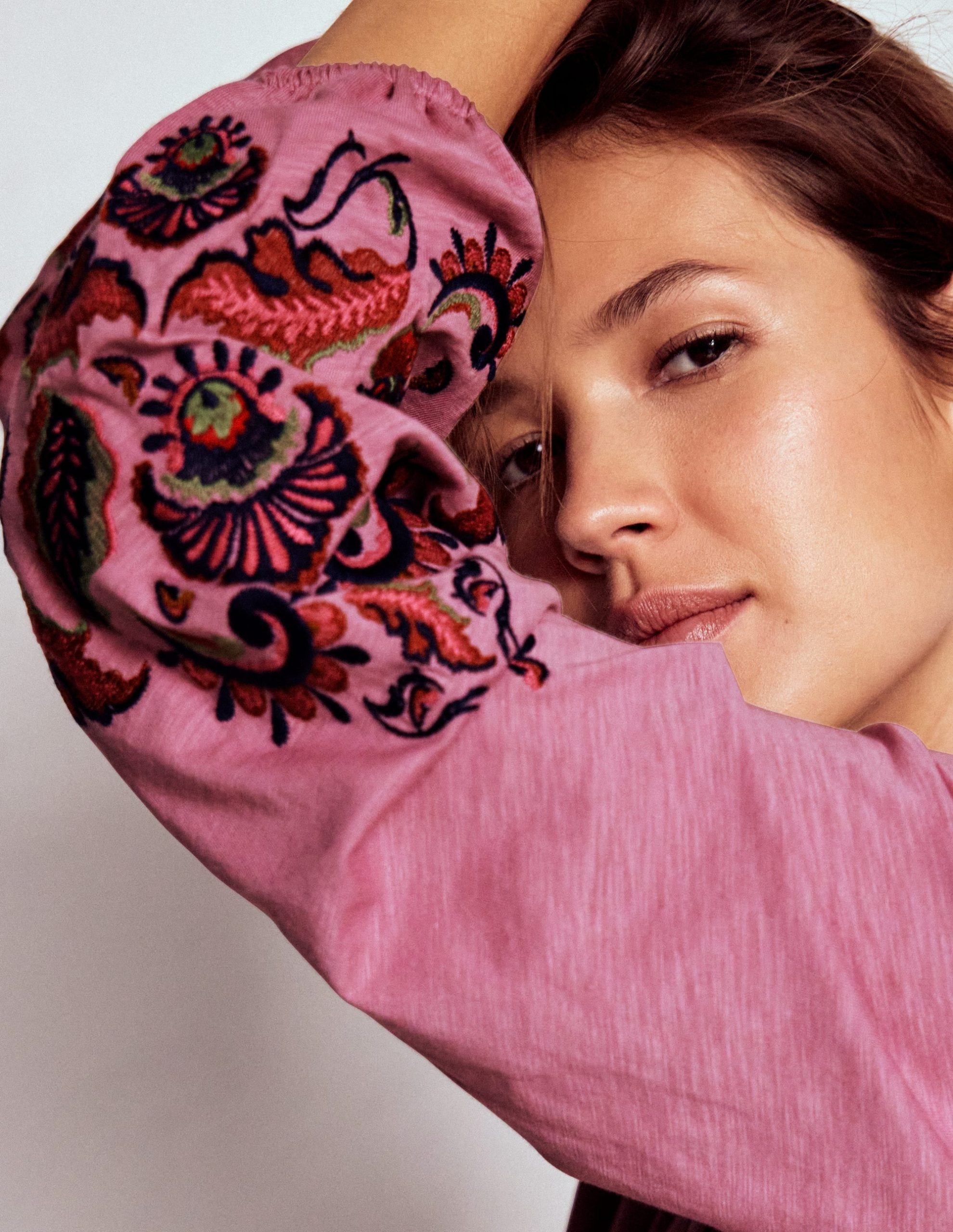 Alma Embroidered Shirt-Ash Rose - Image 2