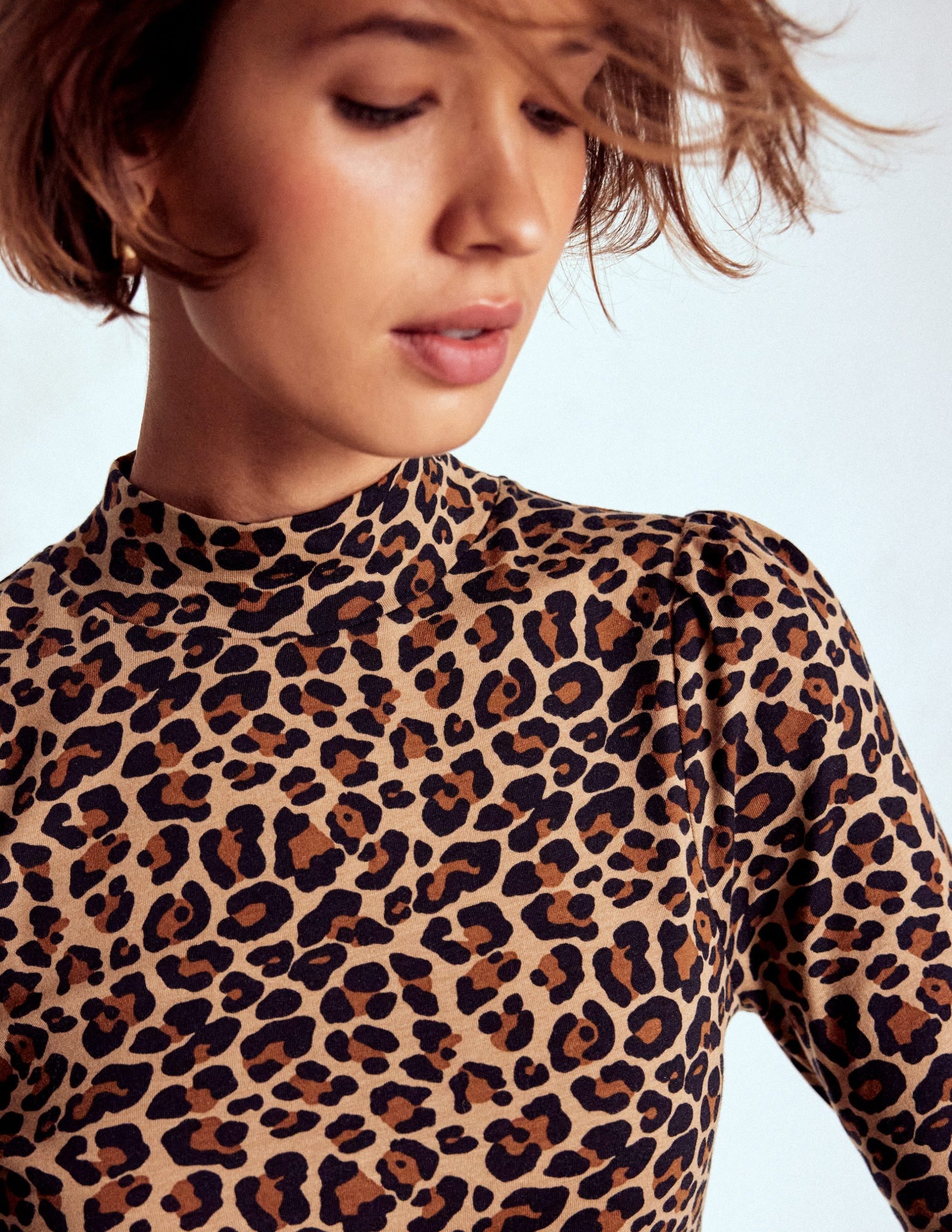 Puff Shoulder Jersey Top-Multi. Cheetah Pop - Image 2