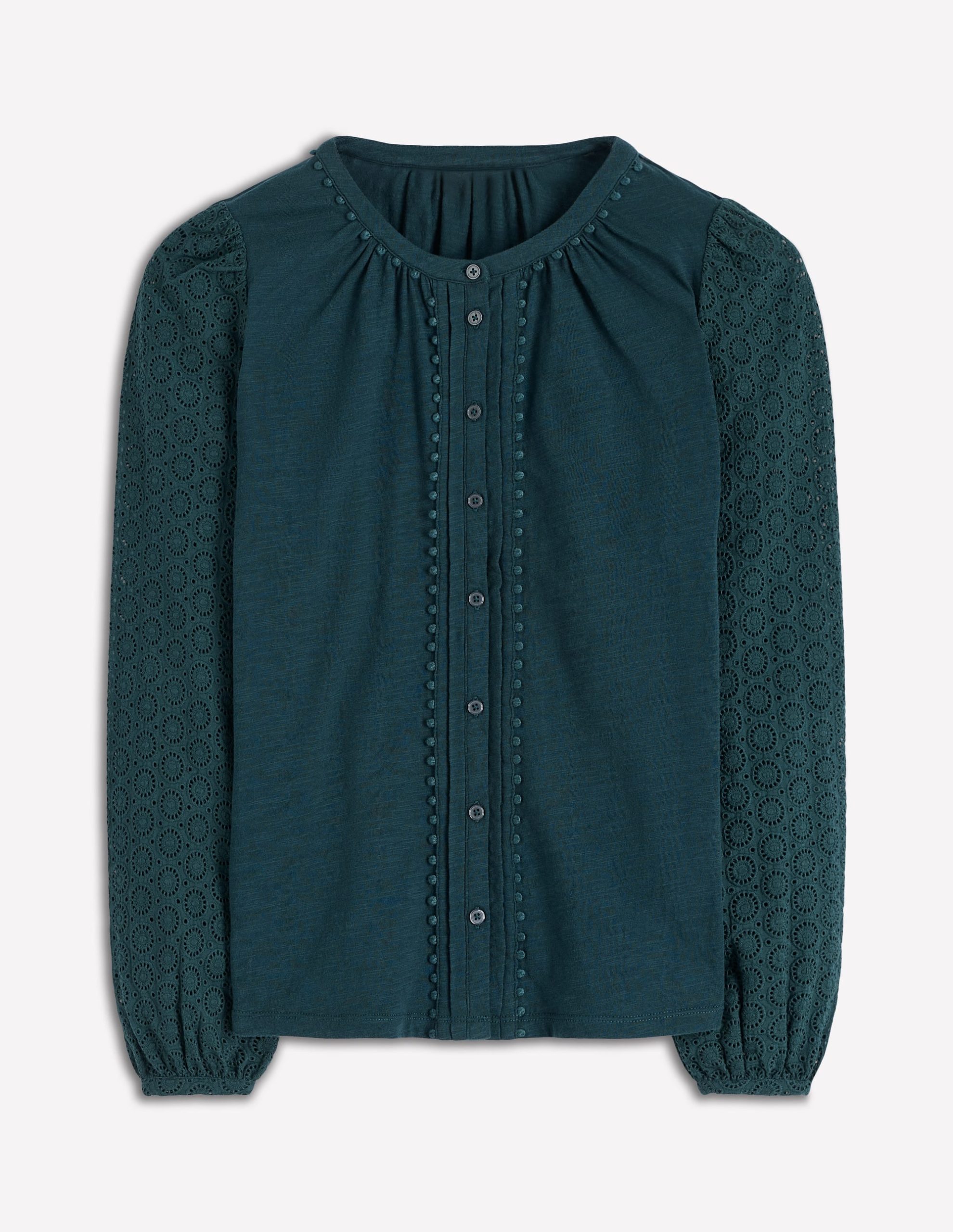 Eden Broderie Jersey Shirt-Midnight Teal - Image 5