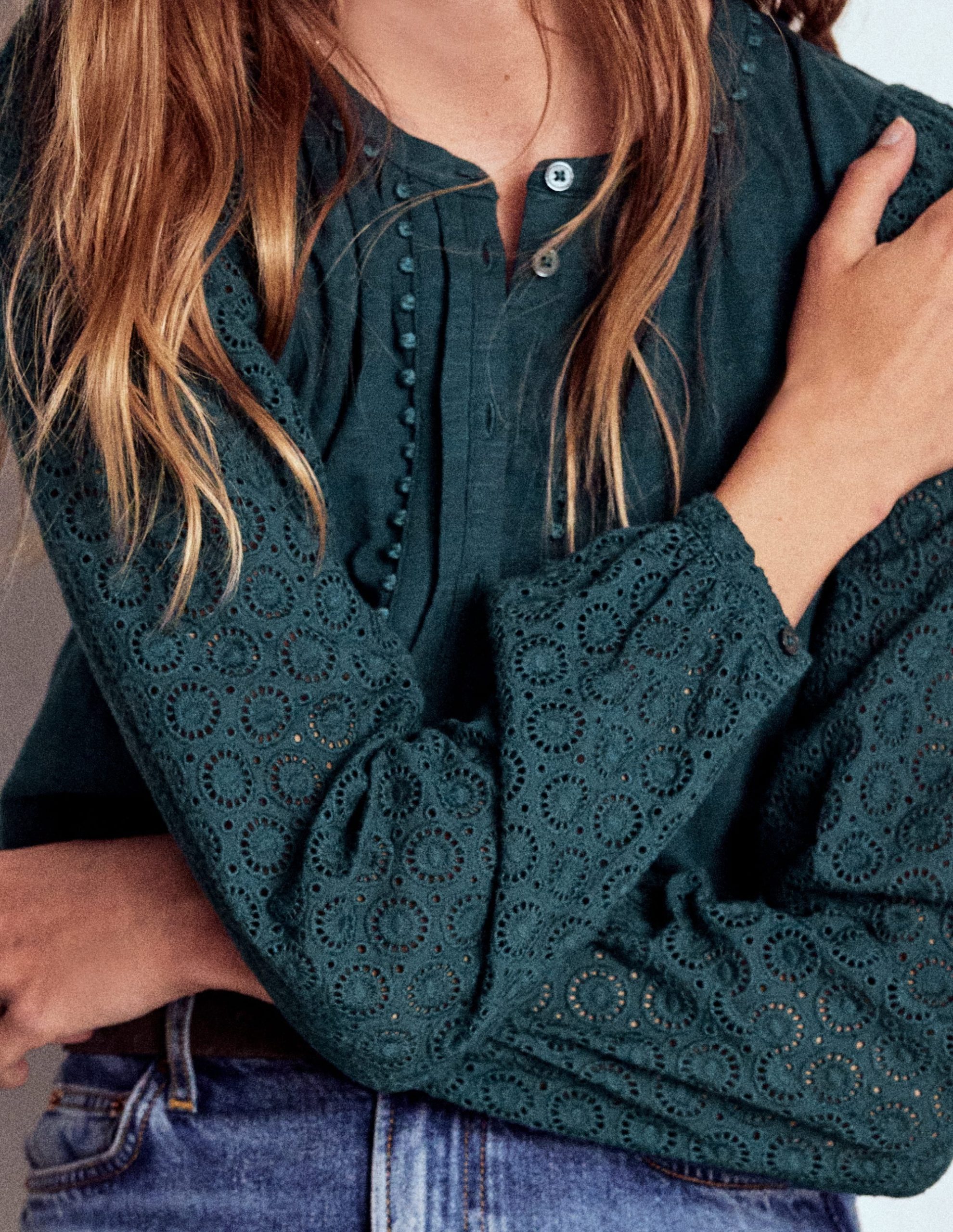 Eden Broderie Jersey Shirt-Midnight Teal - Image 2