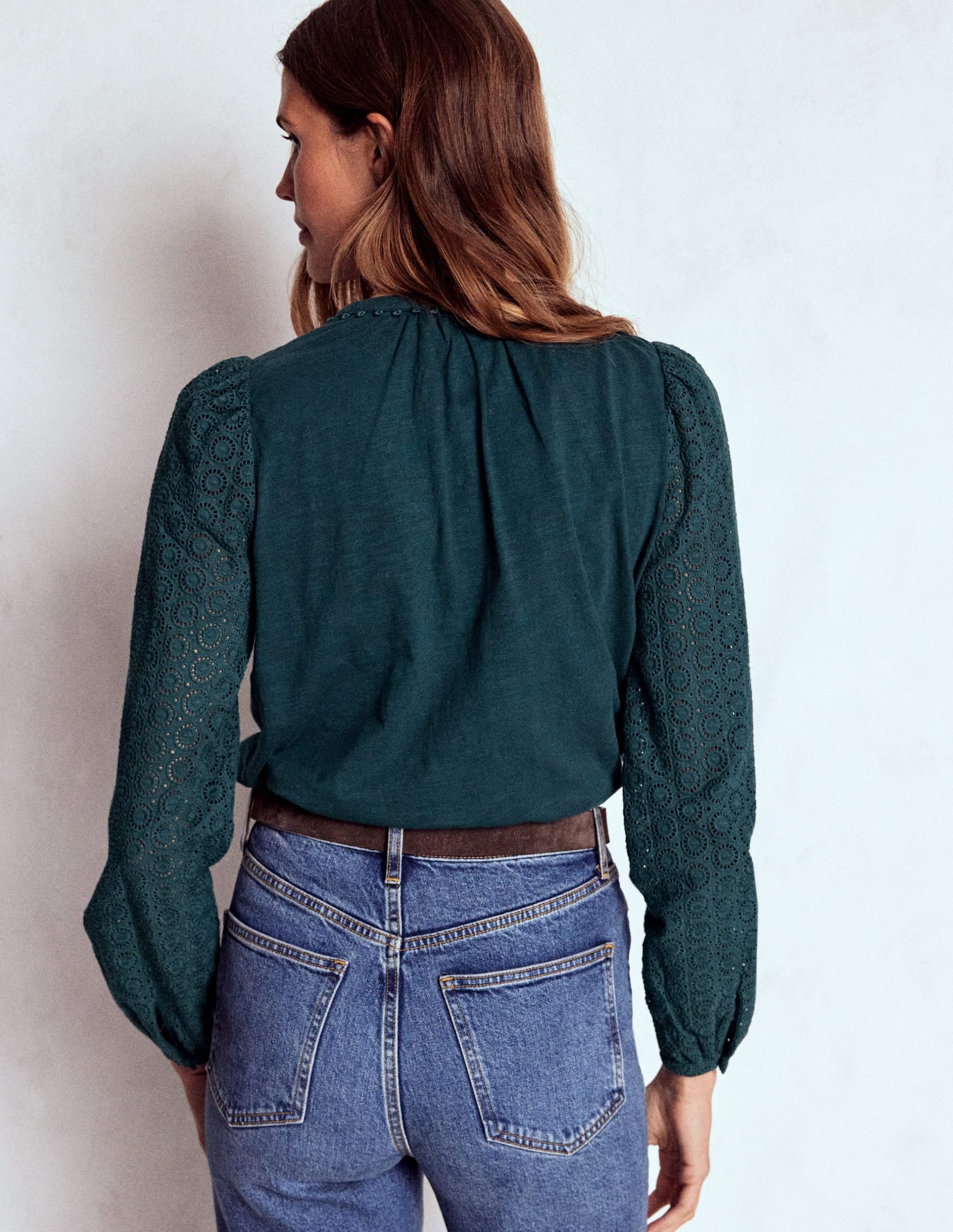 Eden Broderie Jersey Shirt-Midnight Teal - Image 3