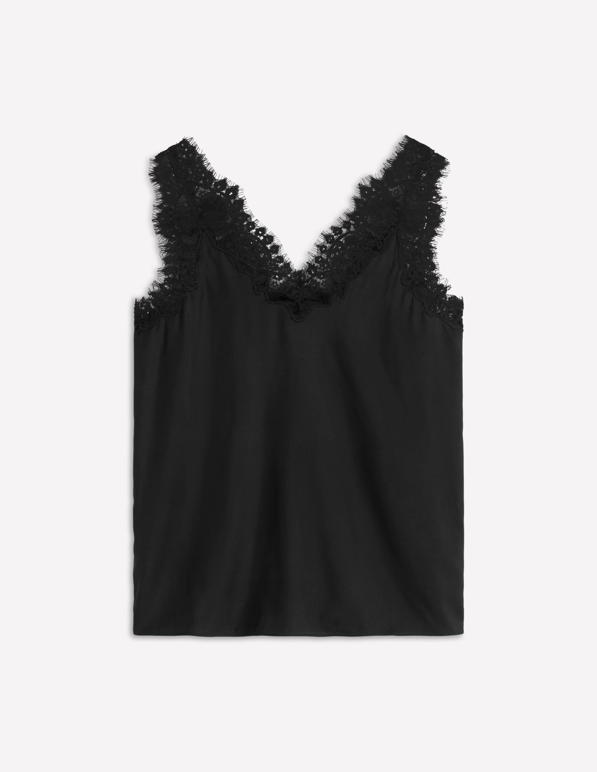 Silk-blend Lace Trim Cami Top-Black - Image 7