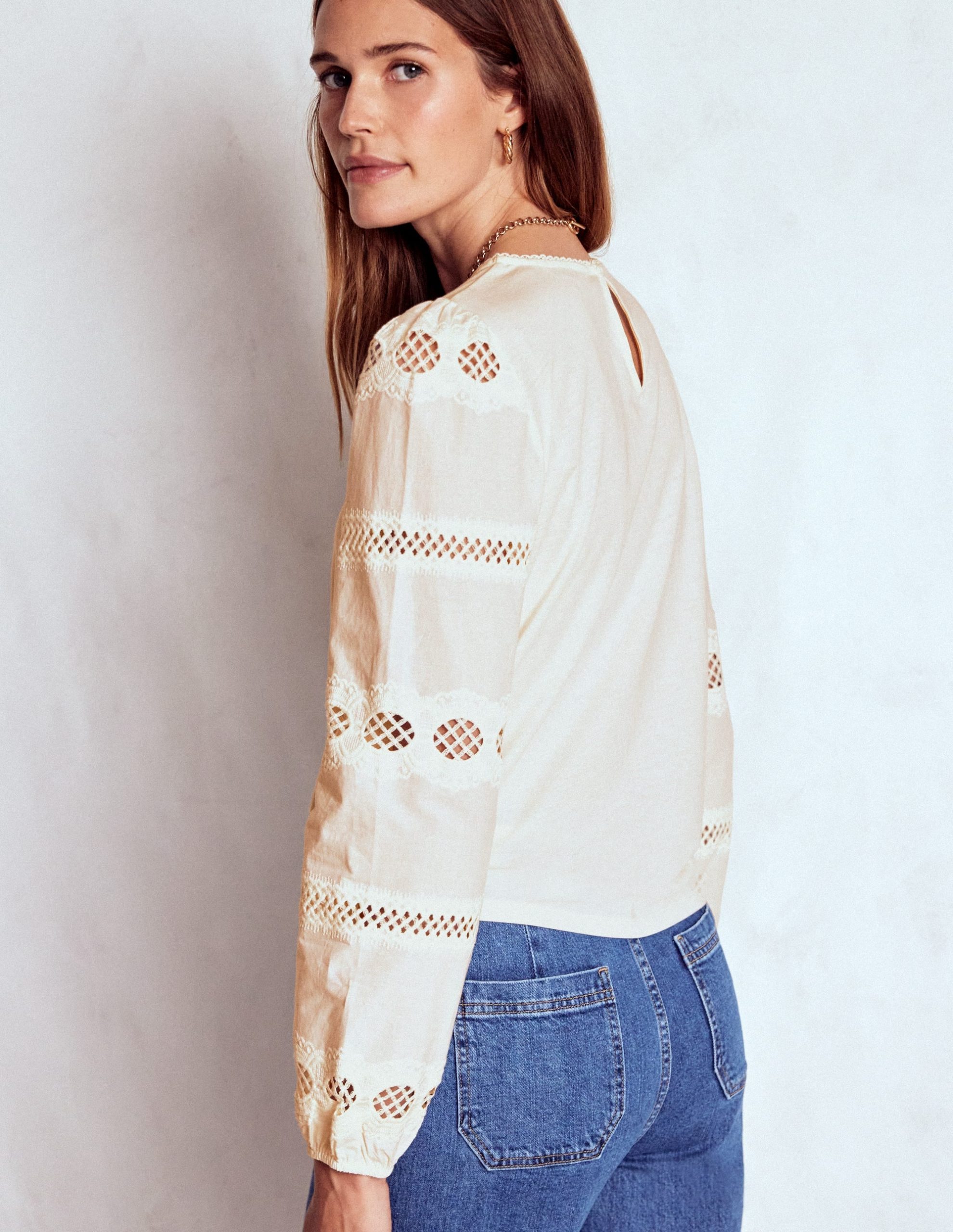 Millie Lace Mix Top-Ivory - Image 3