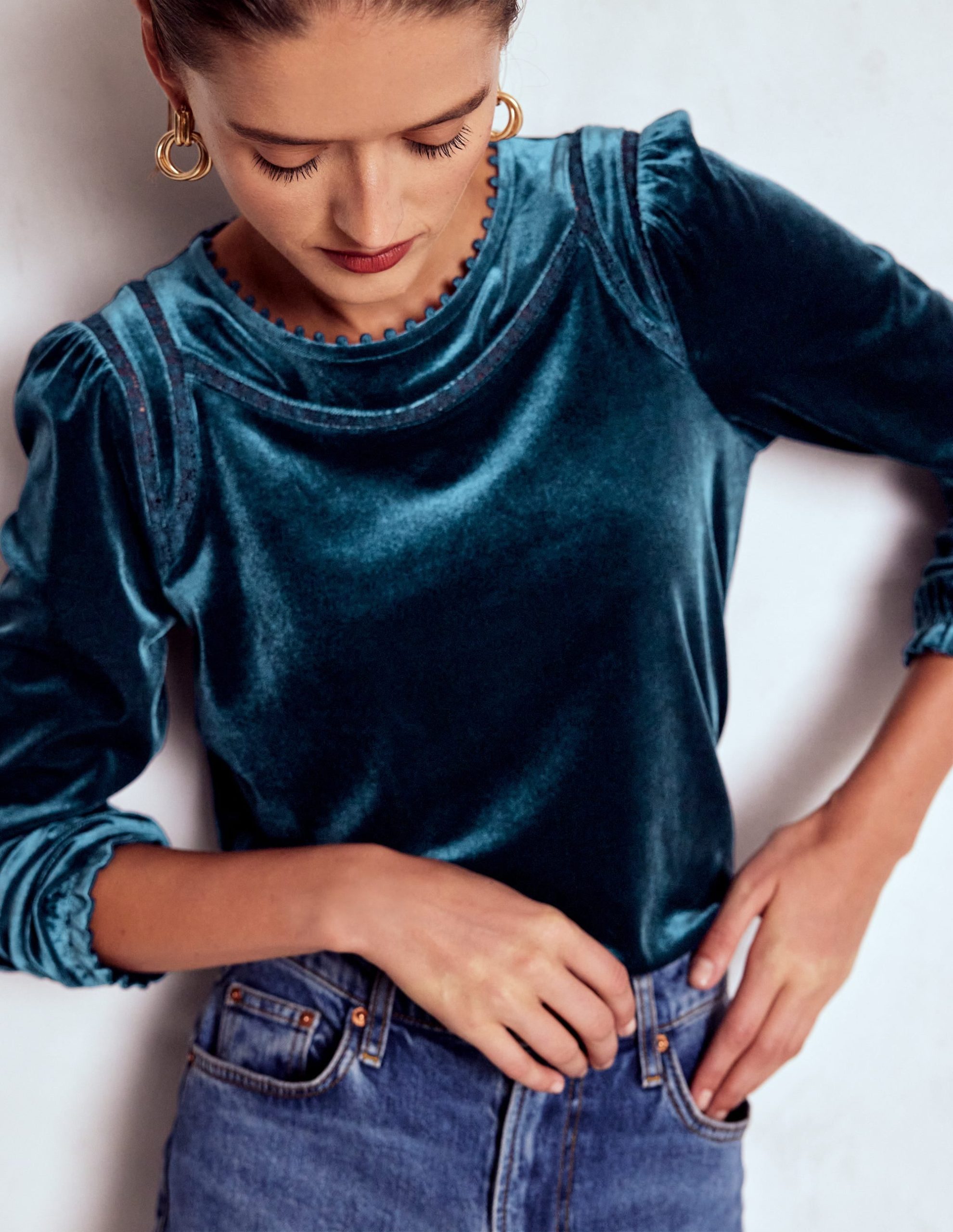 Mila Velvet Top-Midnight Ocean - Image 2