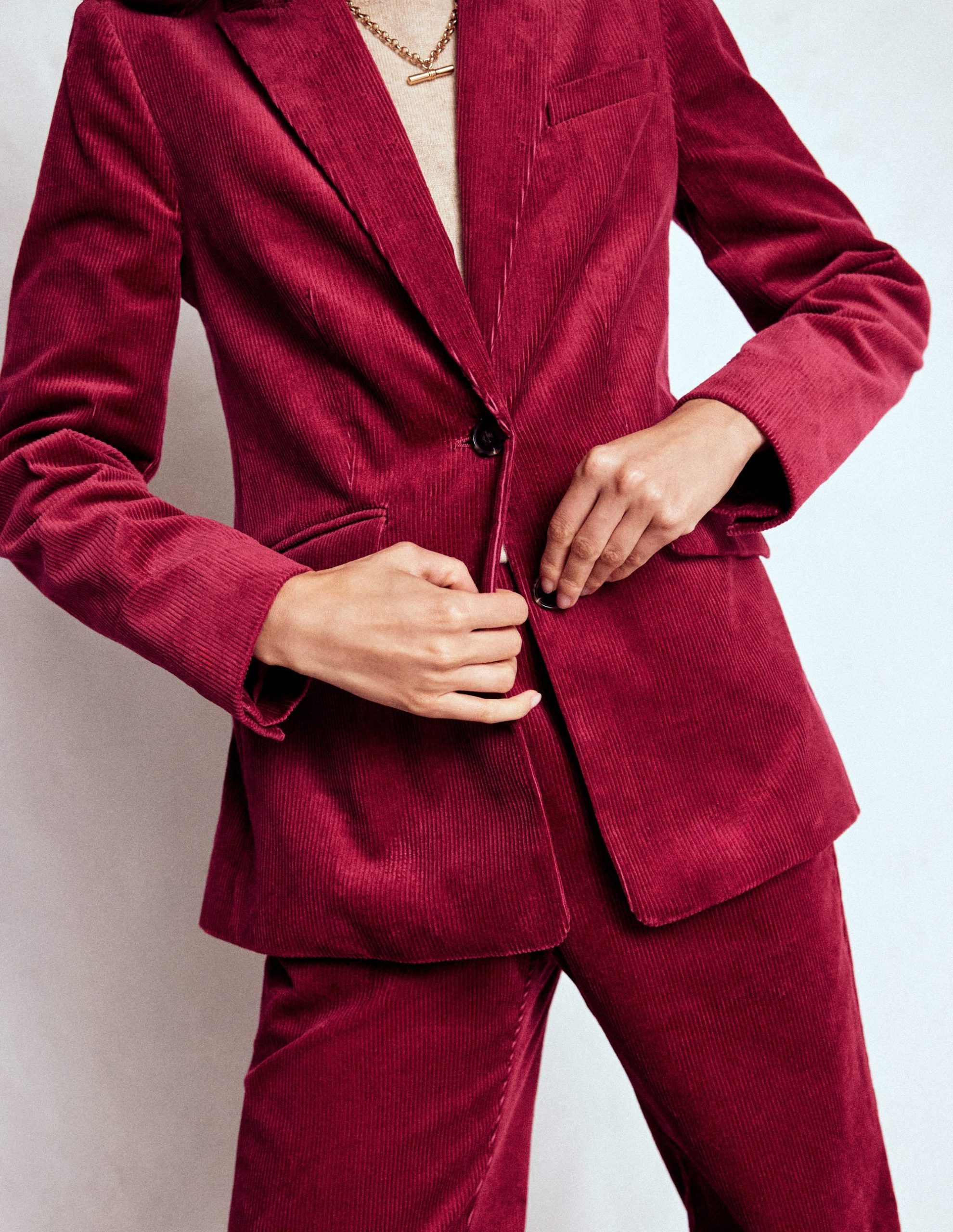 Stamford Cord Blazer-Burgundy Red - Image 2