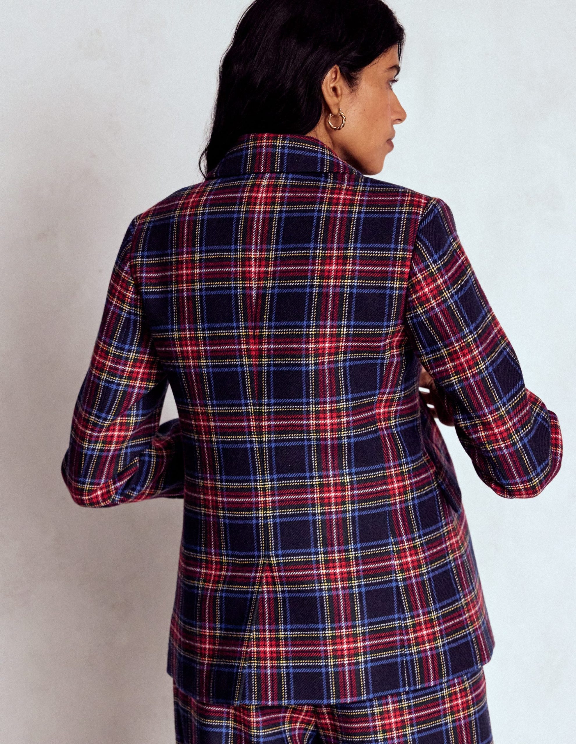 Stamford Wool-Blend Blazer-Navy. Green and Red Check - Image 3