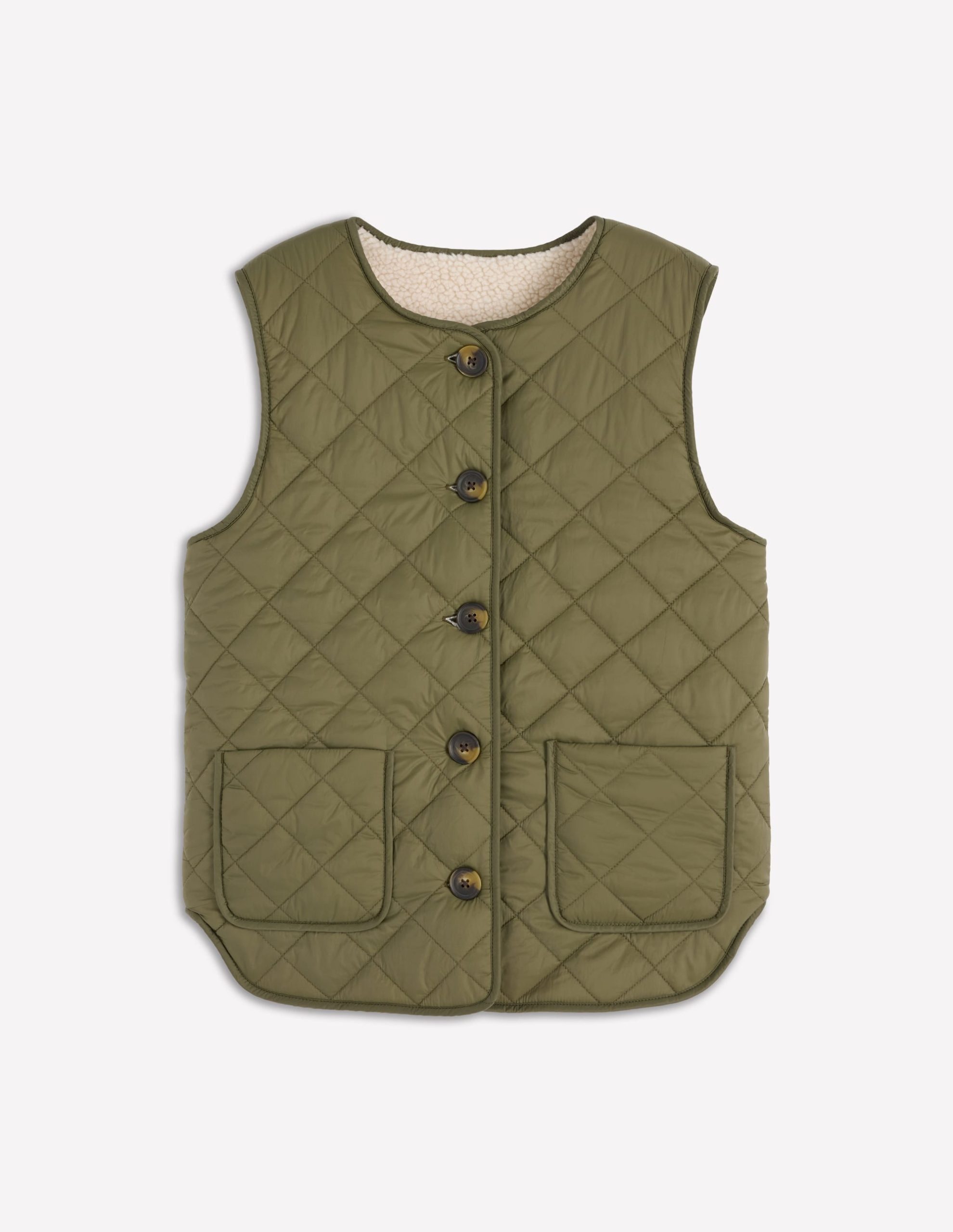 Clerkenwell Reversible Gilet-Woodland Green. Natural Borg - Image 5