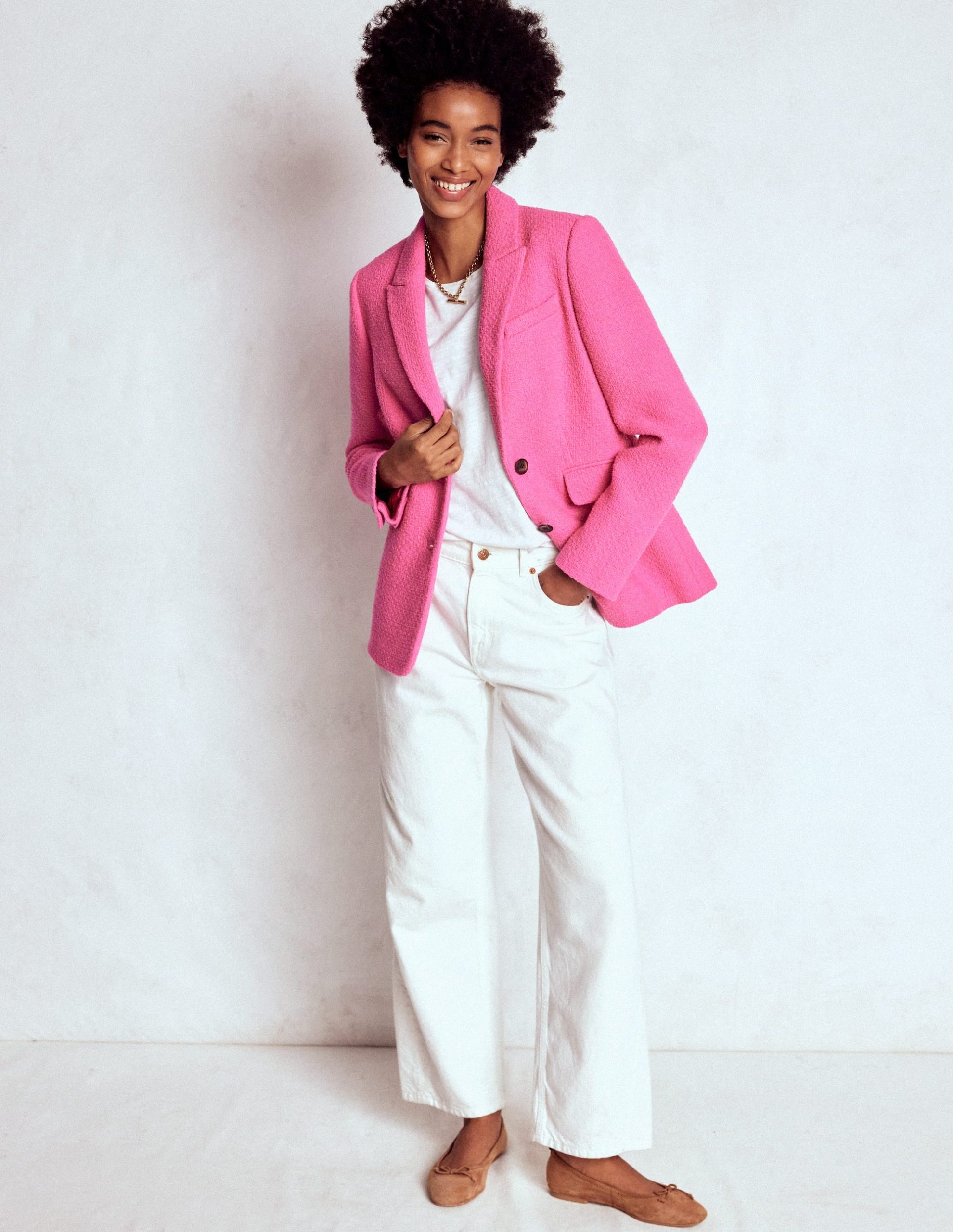 Stamford Texture Blazer-Pink Peony - Image 4